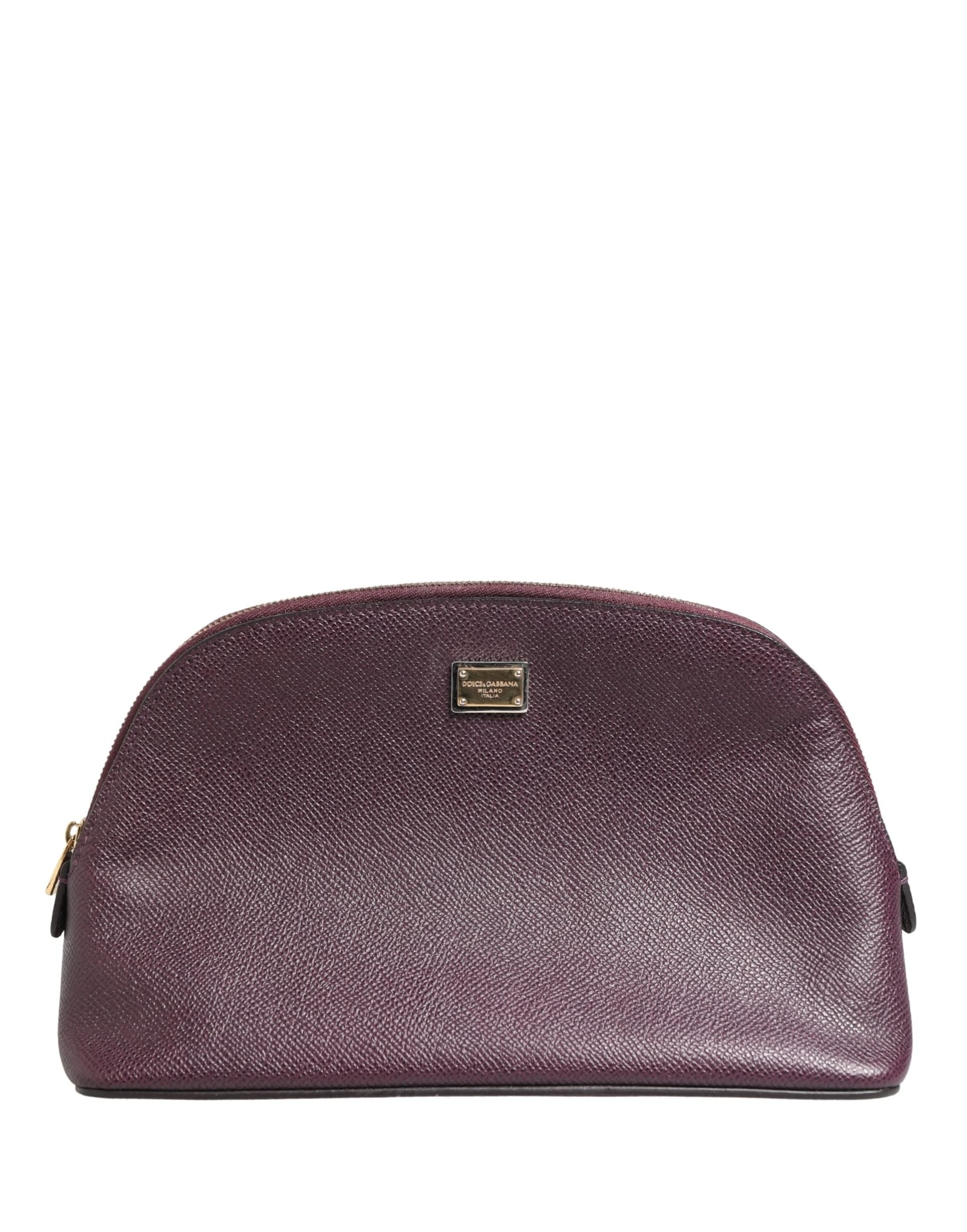 Dolce & Gabbana Dark Purple Leather DG Logo Zip Around Hand Purse Wallet - 2
