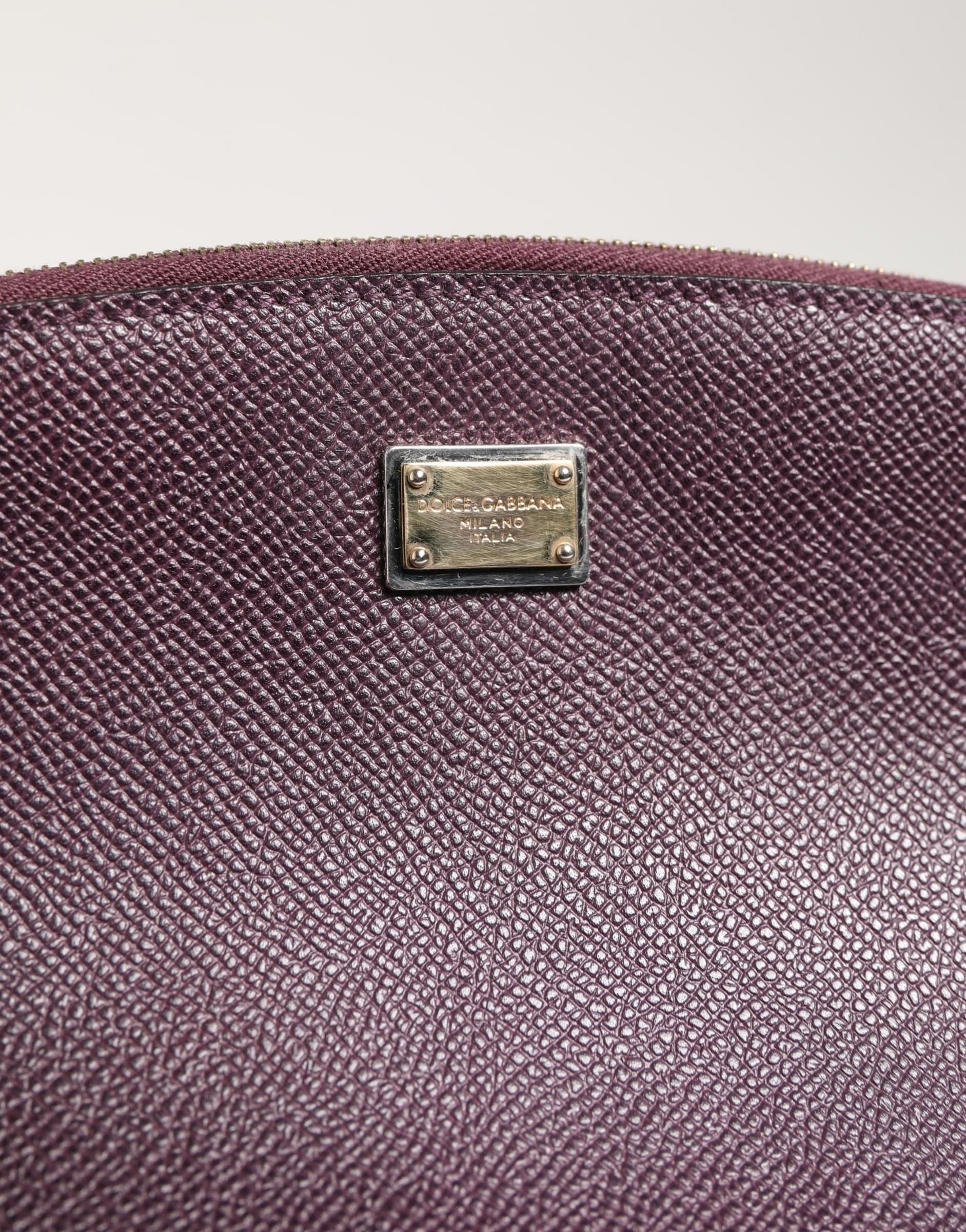 Dolce & Gabbana Dark Purple Leather DG Logo Zip Around Hand Purse Wallet - 6