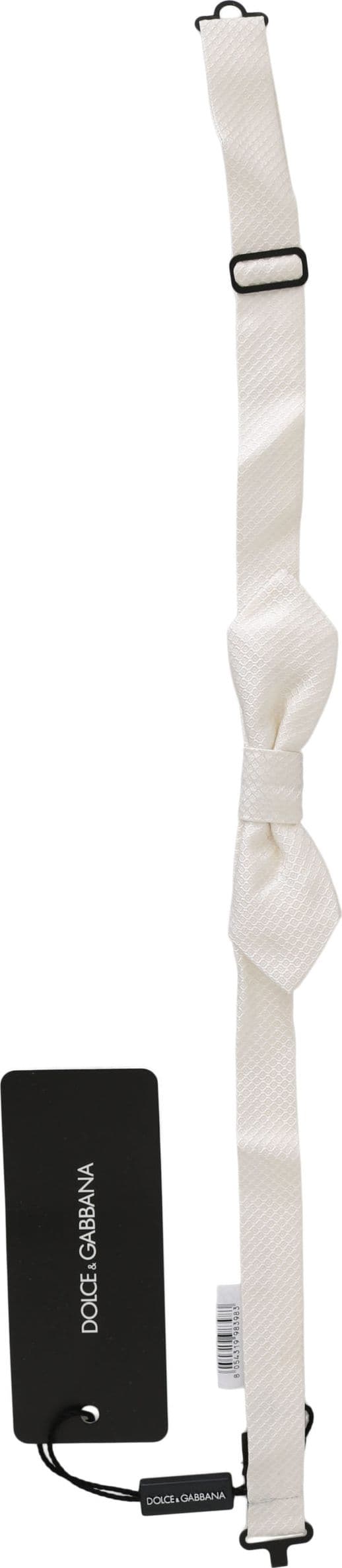 Dolce & Gabbana White 100% Silk Slim Adjustable Neck Papillon Men Tie - 2