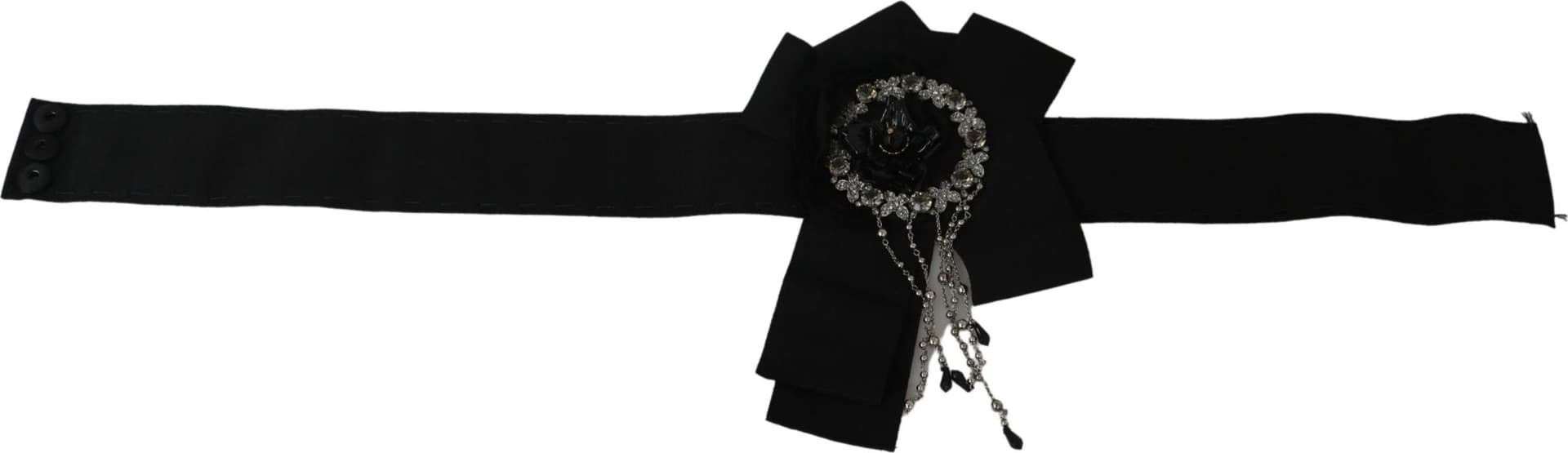 Dolce & Gabbana Black Crystal Brooch Wide Wai SATORIA Belt - 3