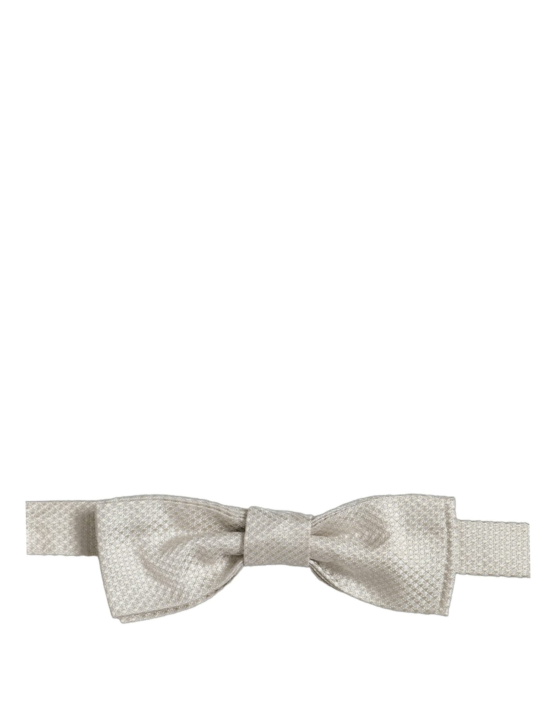 Dolce & Gabbana Men White 100% Silk Adjustable Neck Papillon Bow Tie - 2