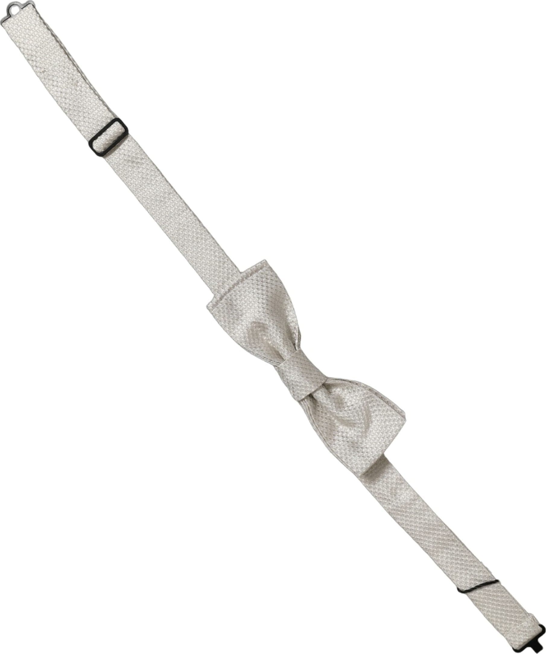 Dolce & Gabbana Men White 100% Silk Adjustable Neck Papillon Bow Tie - 3