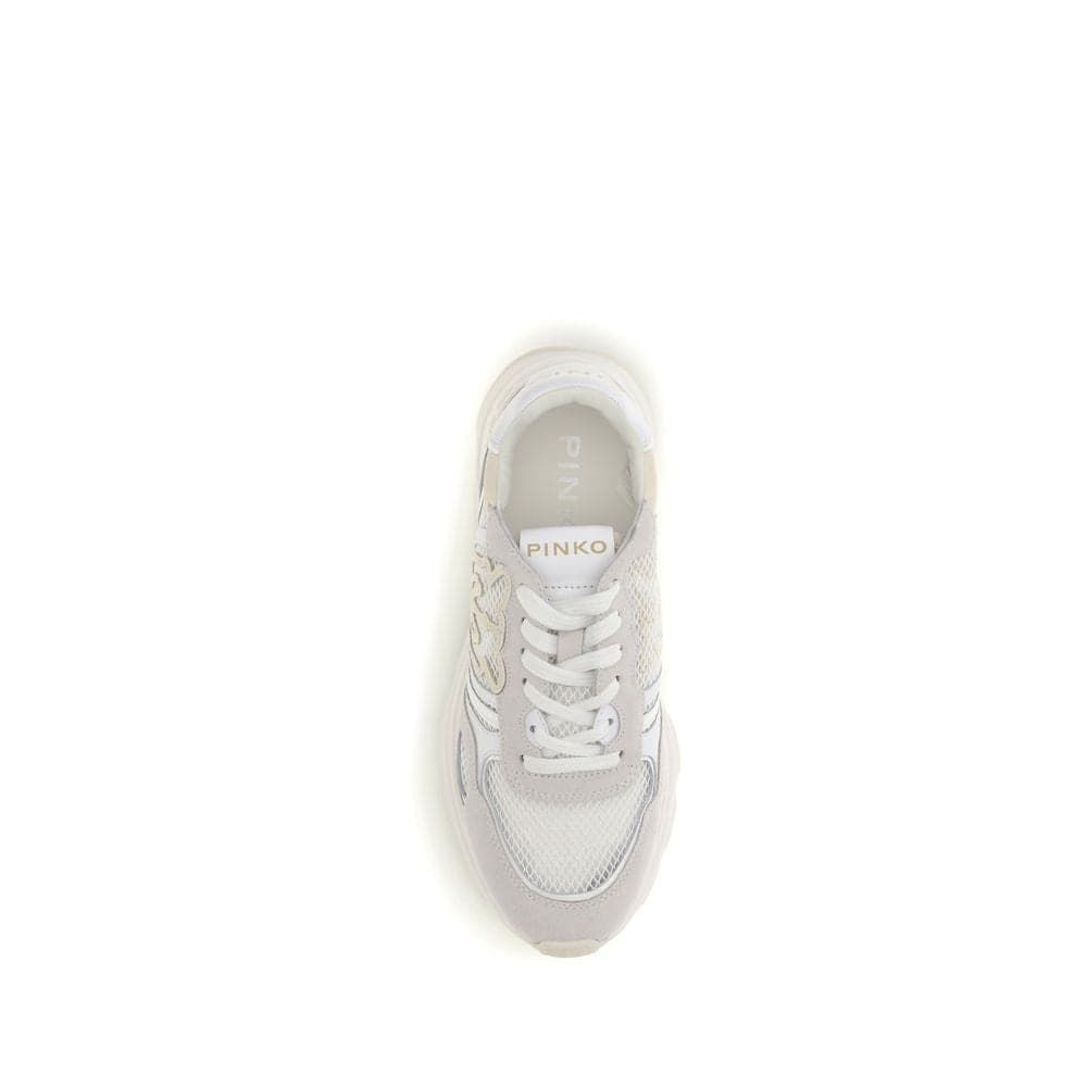 PINKO White Calf Leather Bos Taurus Athletic Sneakers - 4
