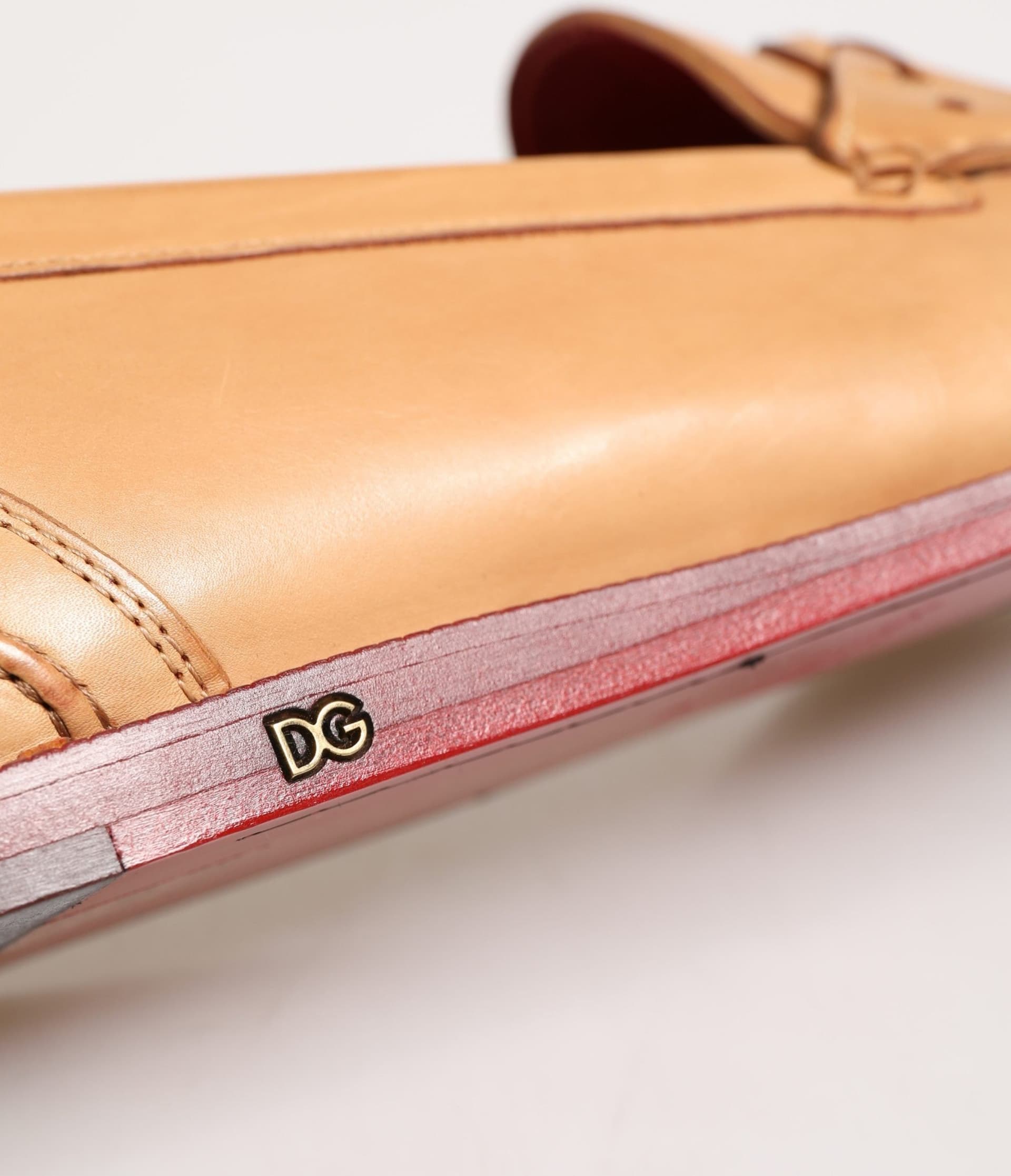 Dolce & Gabbana Beige Tassel Leather Men Slip On Loafers Shoes - 4