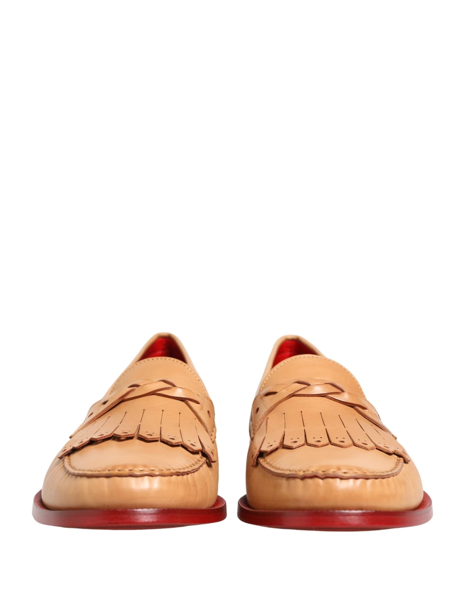 Dolce & Gabbana Beige Tassel Leather Men Slip On Loafers Shoes - 5