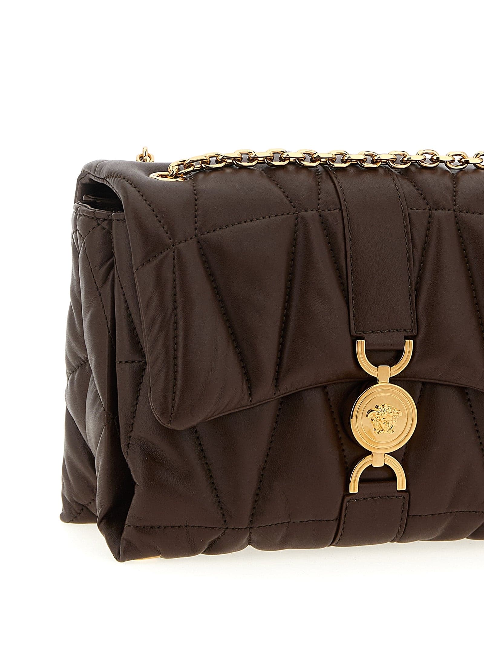 Versace Brown Lamb Leather Shoulder Bag - 3