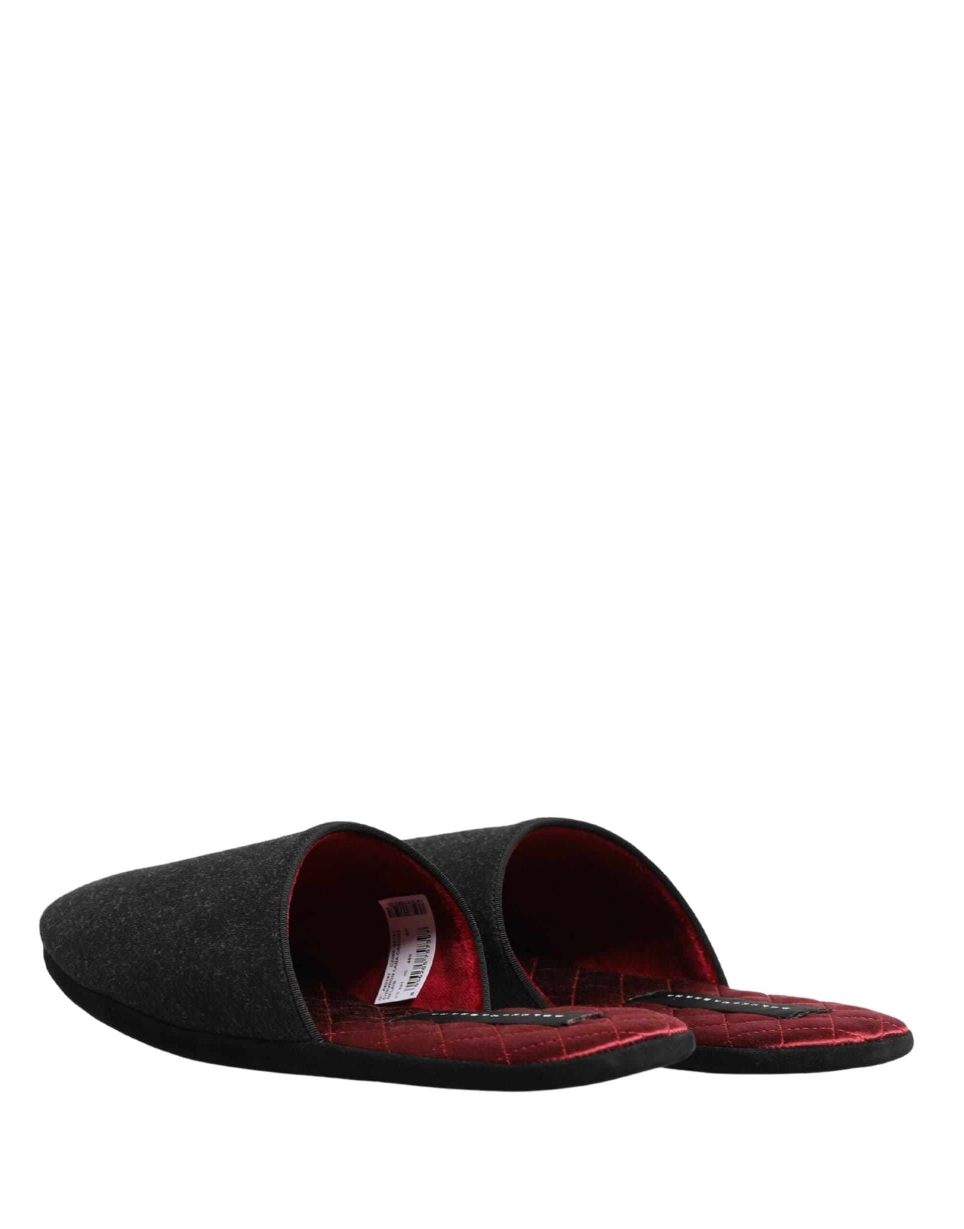 Dolce & Gabbana Anthracite Wool Cashmere Quilted Slippers Shoes - 4