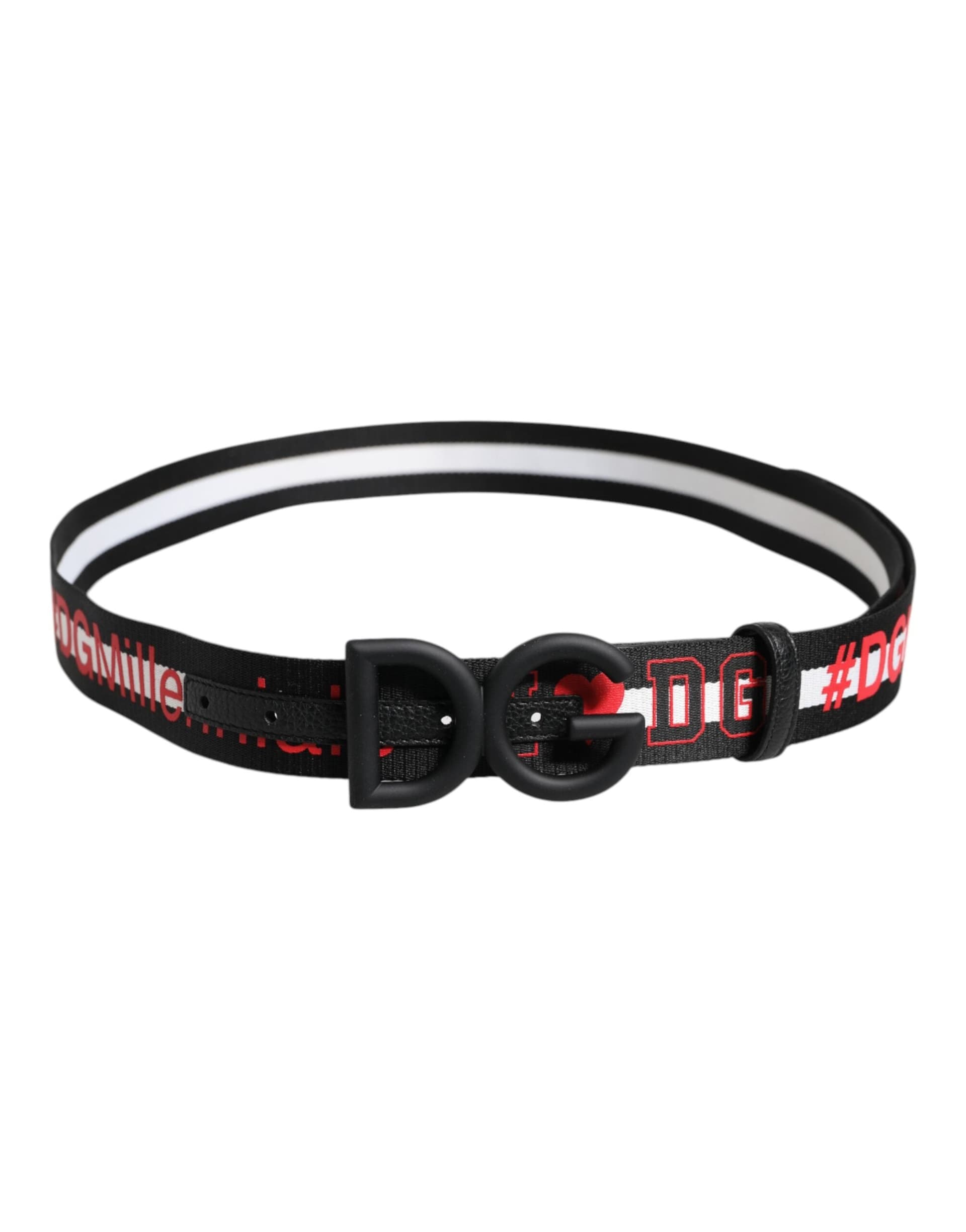 Dolce & Gabbana Black Polyester Logo Print DG Buckle Belt - 3