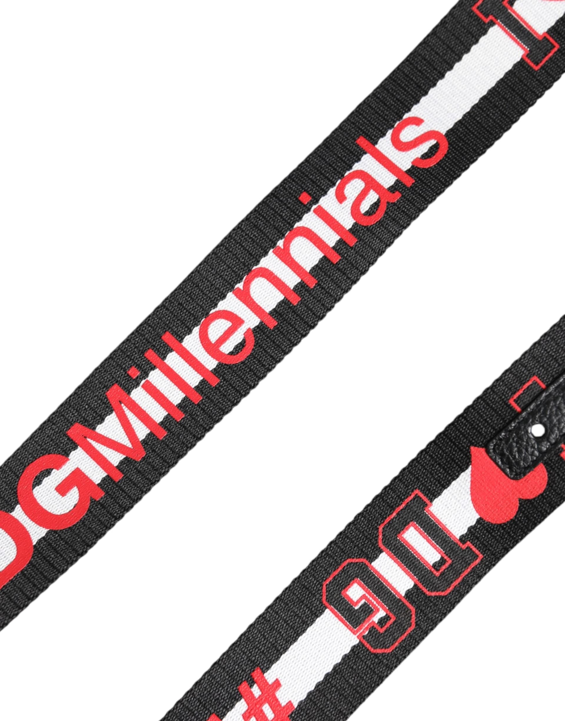 Dolce & Gabbana Black Polyester Logo Print DG Buckle Belt - 6