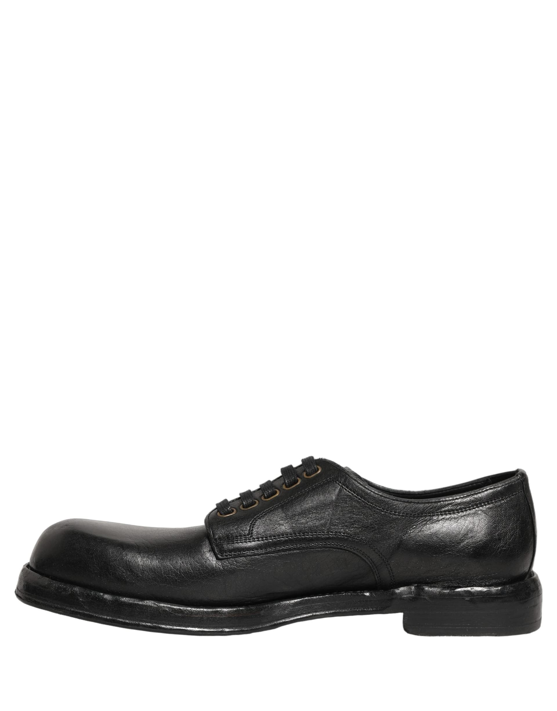 Dolce & Gabbana Black Leather Lace Up Derby Dress Men Shoes