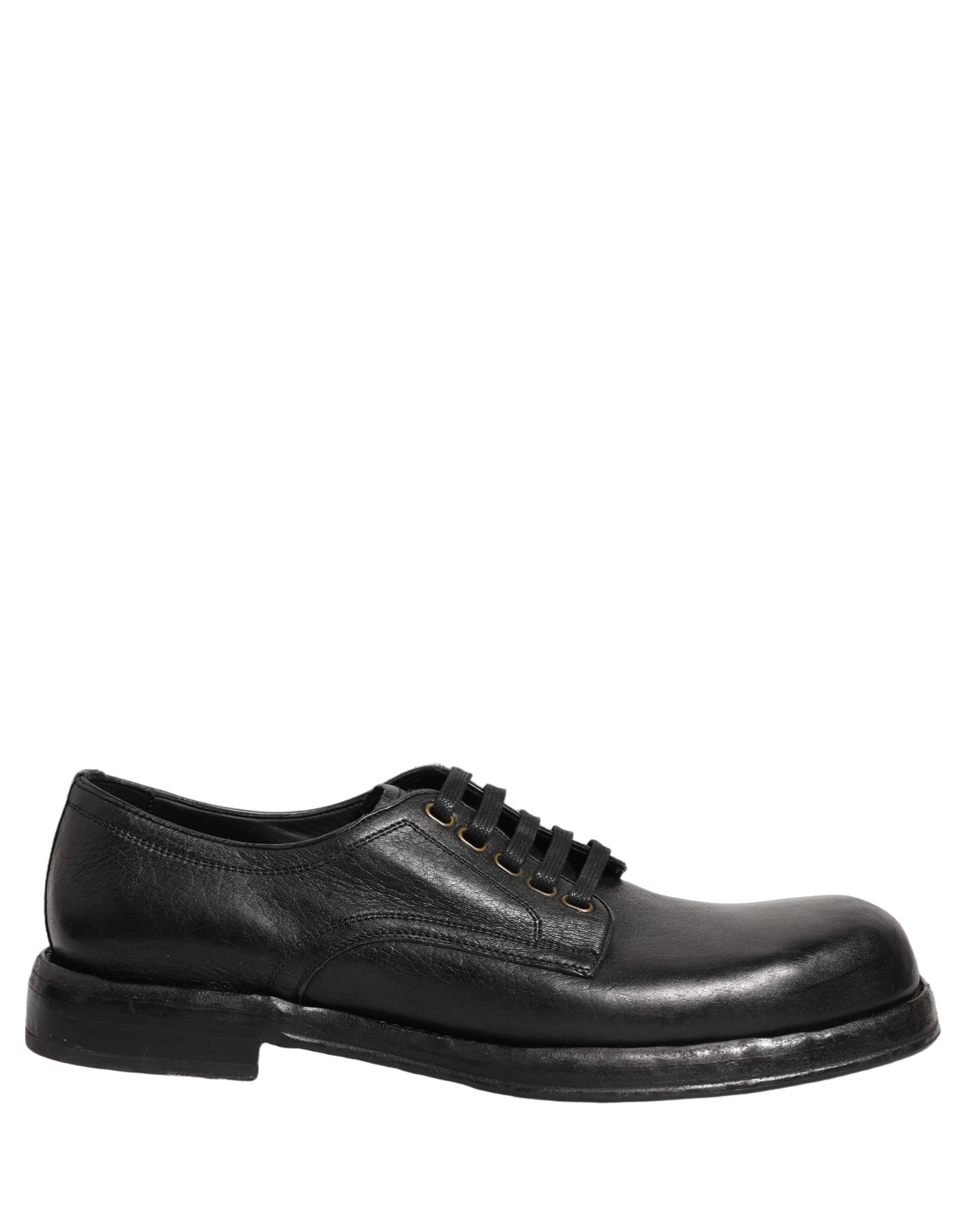 Dolce & Gabbana Black Leather Lace Up Derby Dress Men Shoes - 3
