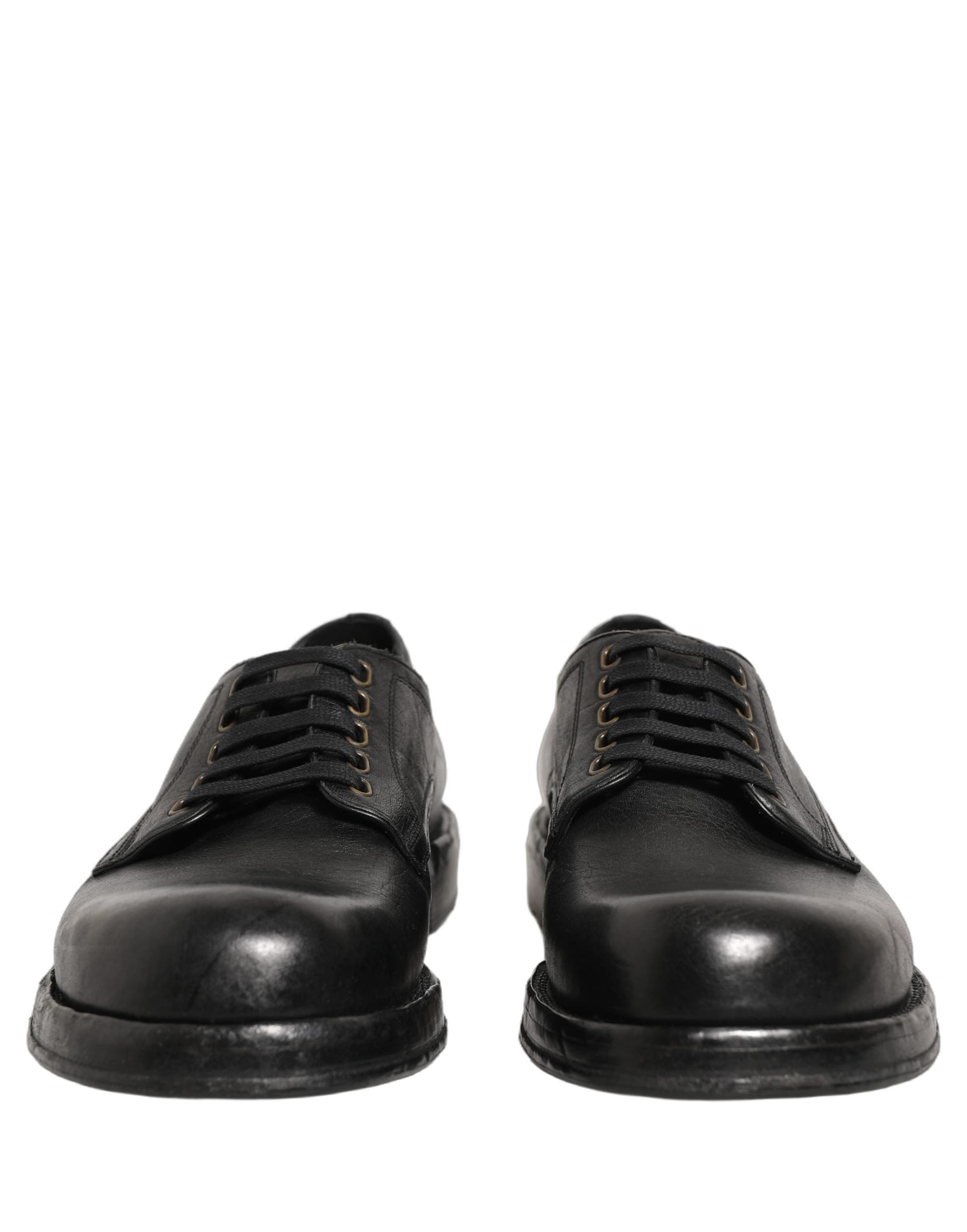 Dolce & Gabbana Black Leather Lace Up Derby Dress Men Shoes - 6