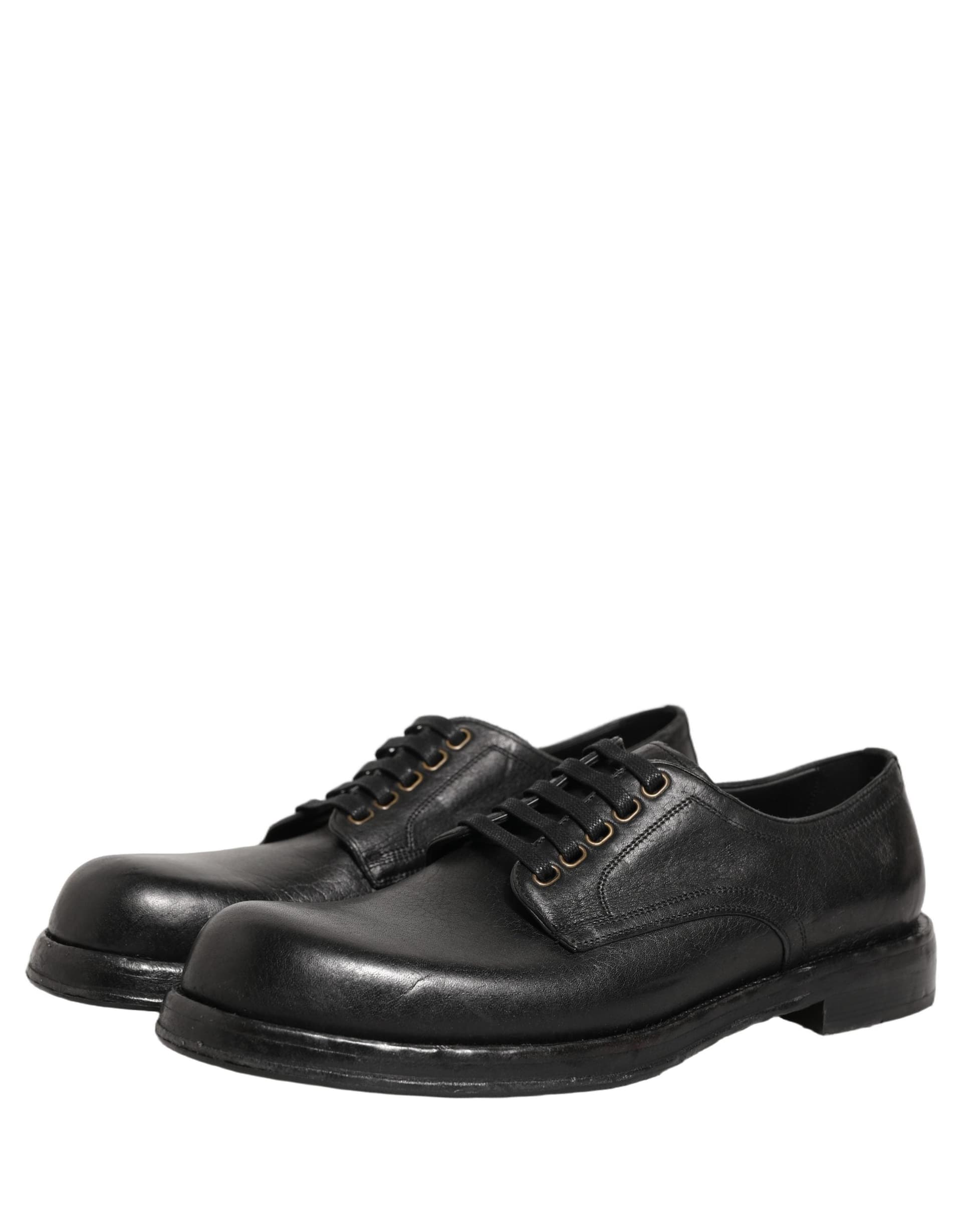 Dolce & Gabbana Black Leather Lace Up Derby Dress Men Shoes - 7