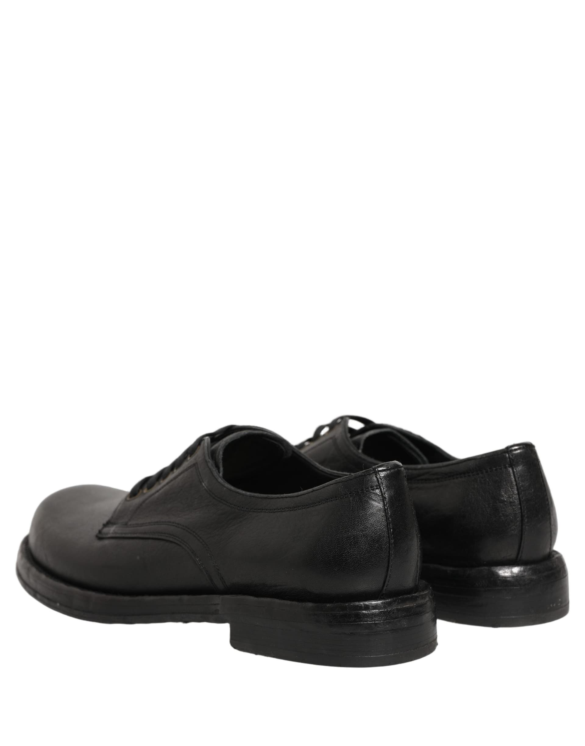 Dolce & Gabbana Black Leather Lace Up Derby Dress Men Shoes - 8