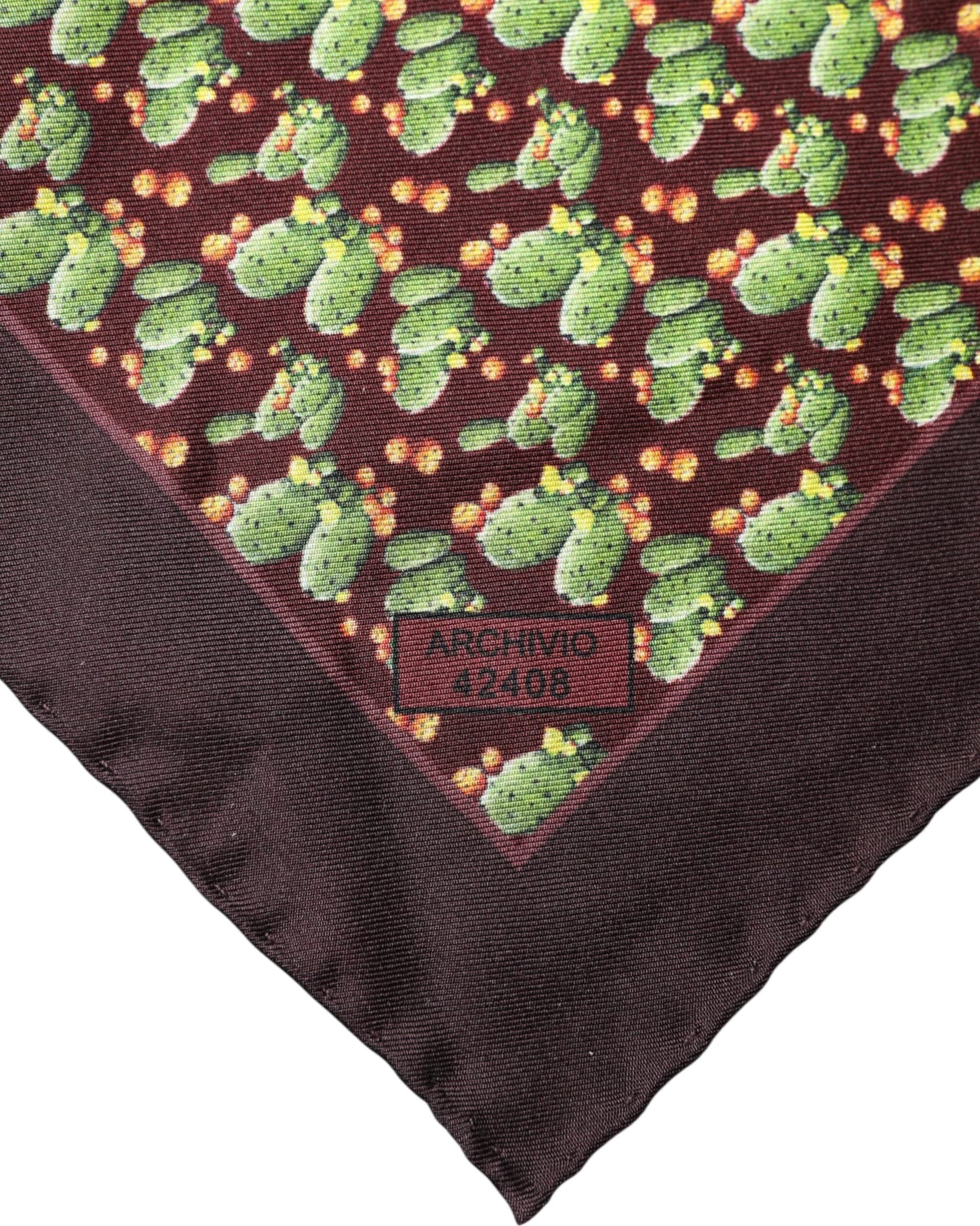 Dolce & Gabbana Brown Cactus Print Square Handkerchief Scarf - 3