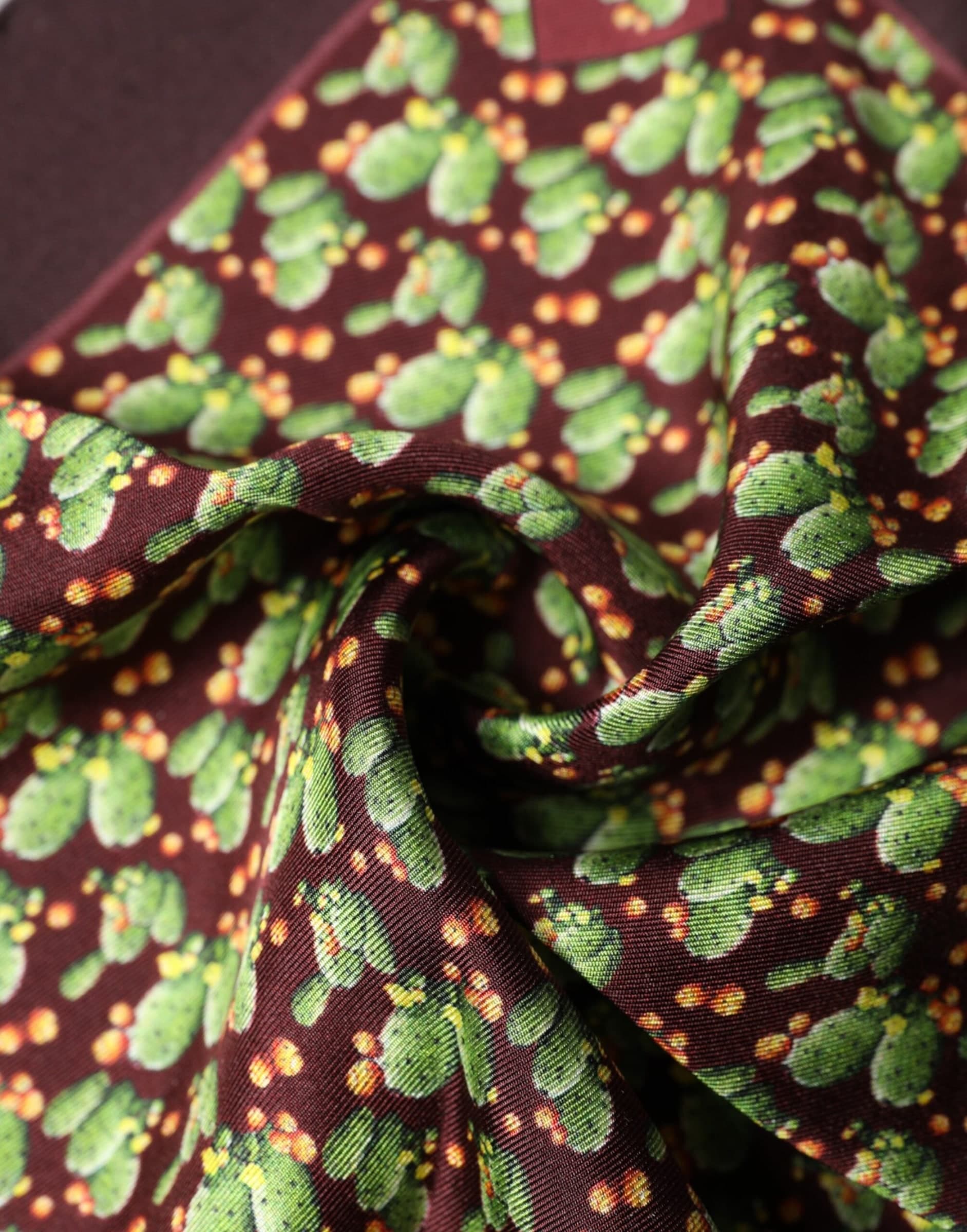 Dolce & Gabbana Brown Cactus Print Square Handkerchief Scarf - 4