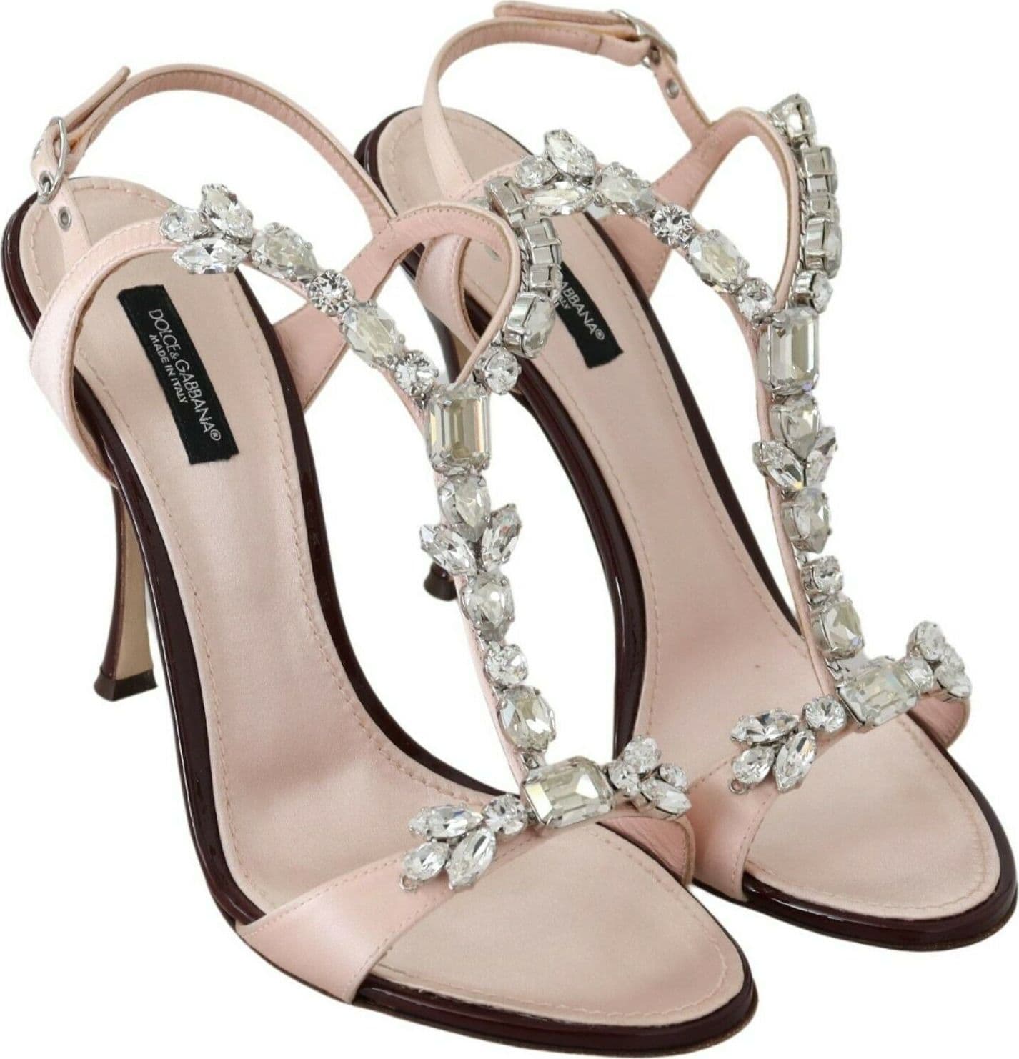 Dolce & Gabbana Pink Crystals Heels Keira Sandals - 7