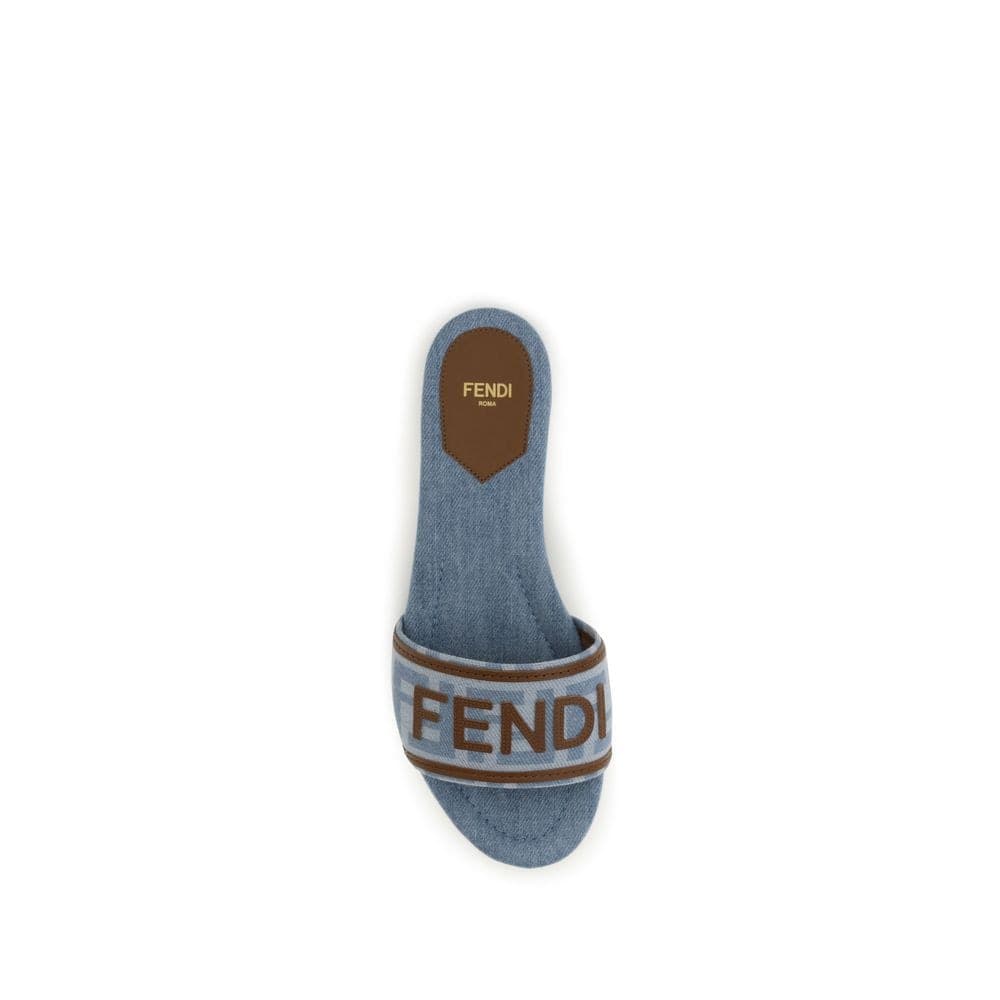 Fendi Blue Polyamide Flat Sandals - 4