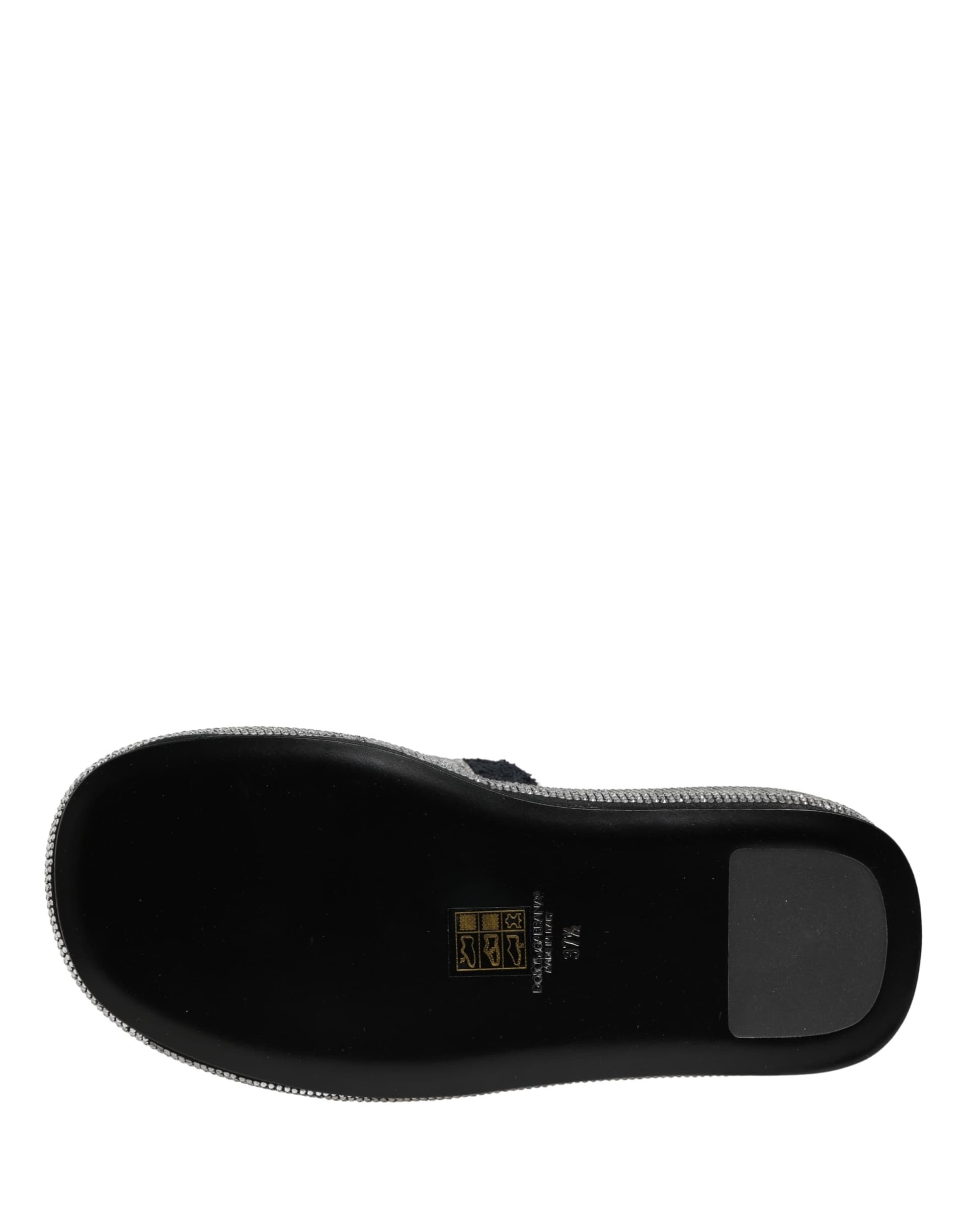 Dolce & Gabbana Black Crystal Embellished Platform Slides Shoes - 7