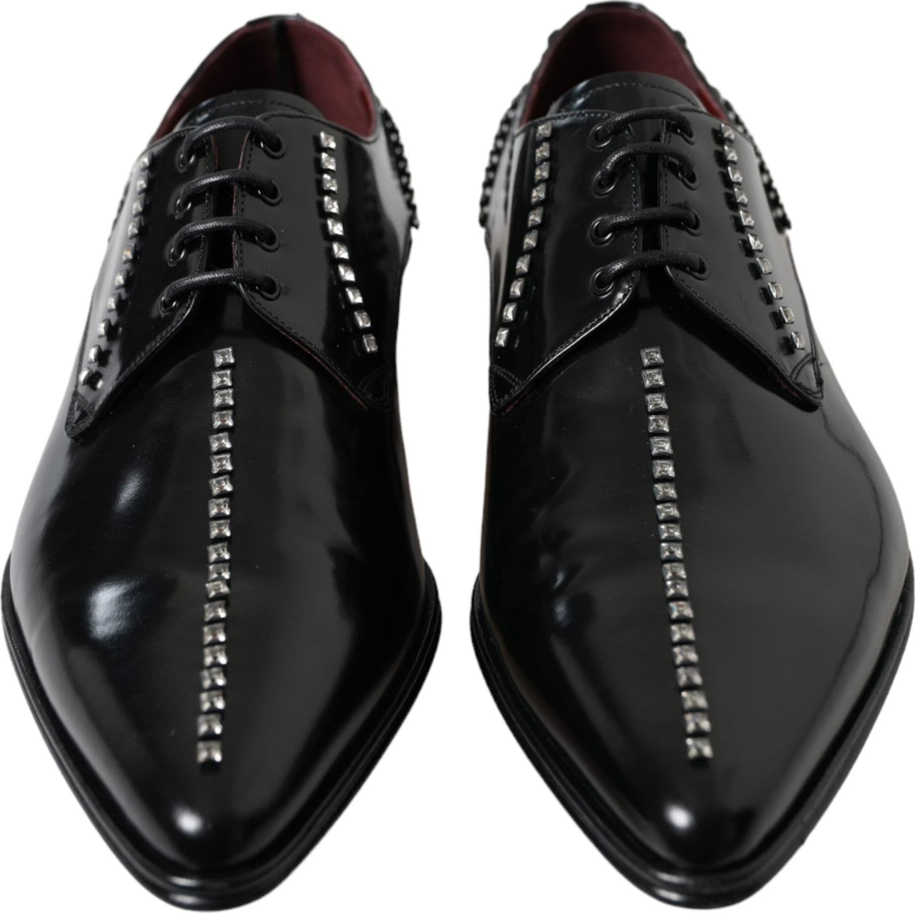 Dolce & Gabbana Black Leather Crystal Dress Formal Shoes - 3