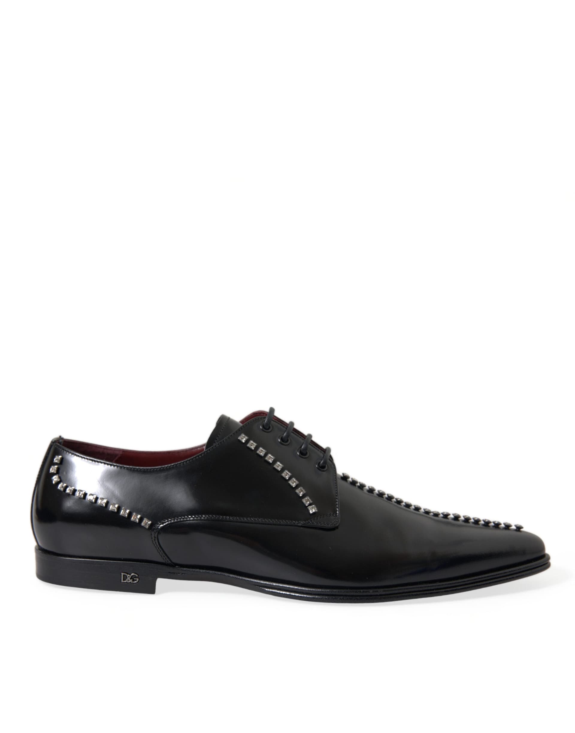Dolce & Gabbana Black Leather Crystal Dress Formal Shoes - 8
