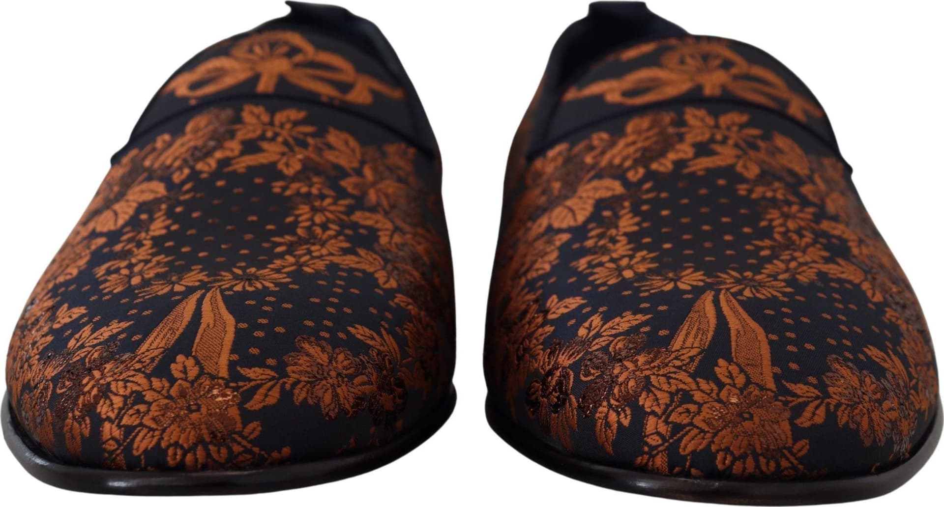 Dolce & Gabbana Blue Rust Floral Slippers Loafers Shoes - 2
