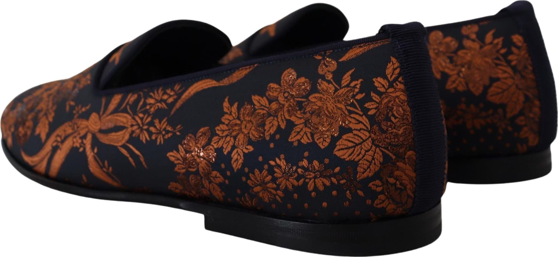 Dolce & Gabbana Blue Rust Floral Slippers Loafers Shoes - 4