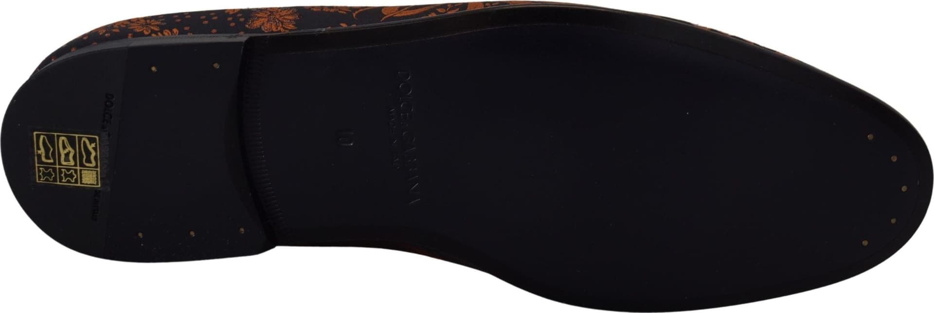 Dolce & Gabbana Blue Rust Floral Slippers Loafers Shoes - 7