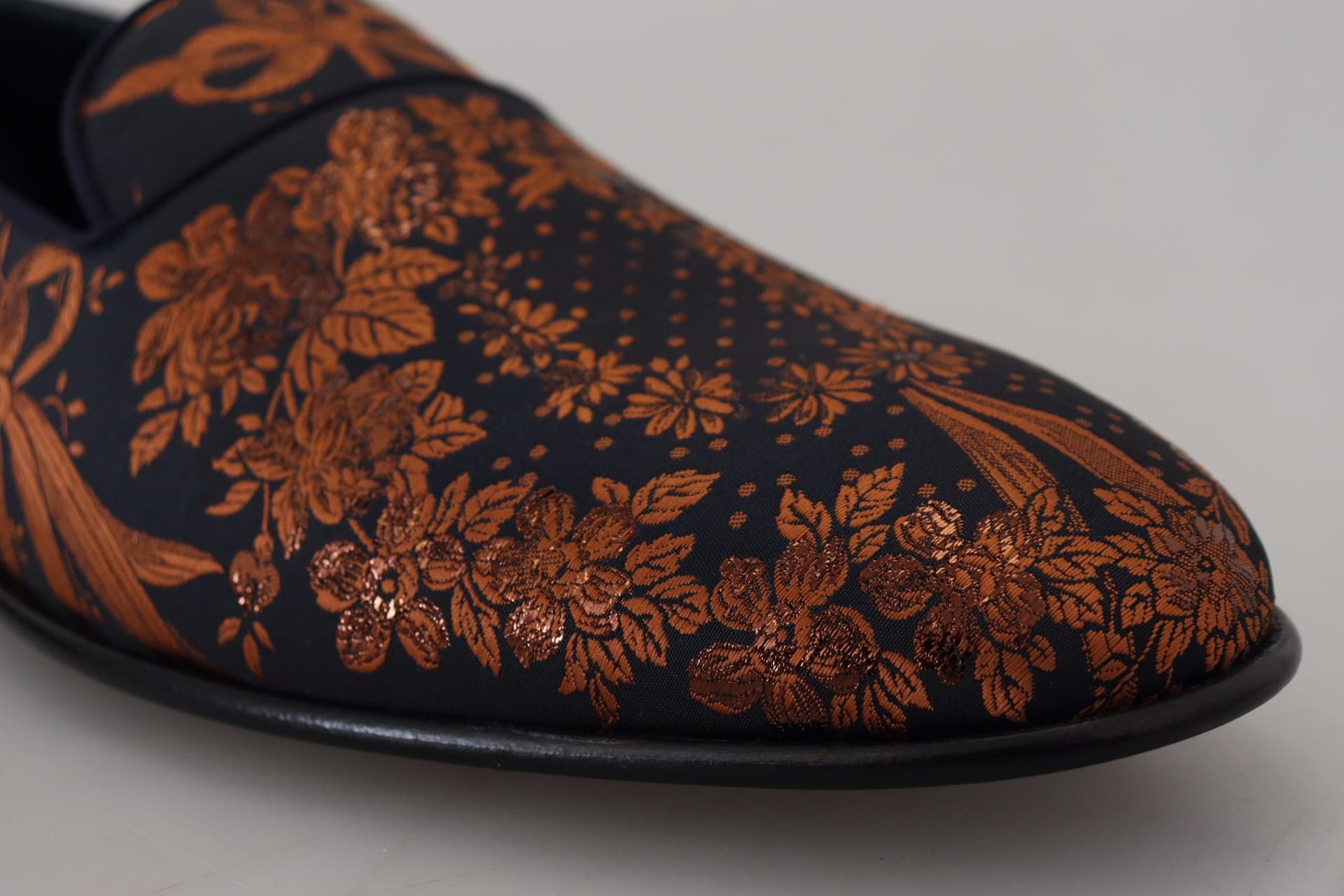 Dolce & Gabbana Blue Rust Floral Slippers Loafers Shoes - 8