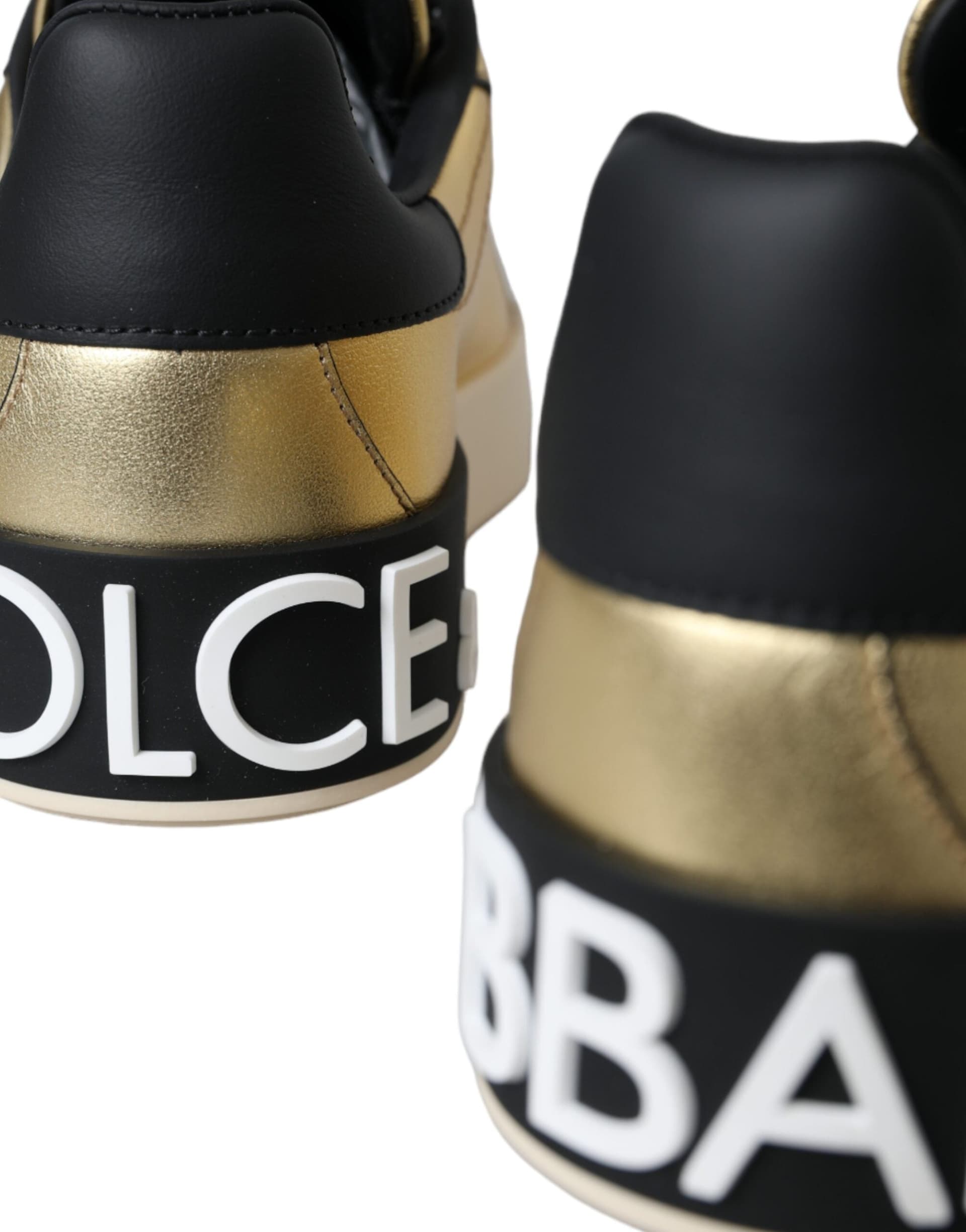 Dolce & Gabbana Gold Portofino Calf Leather Sneakers Women Shoes - 4