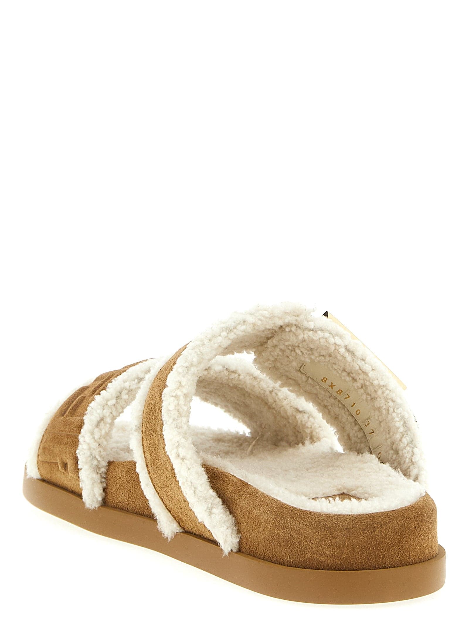 Fendi Beige Calfskin Slides - 3
