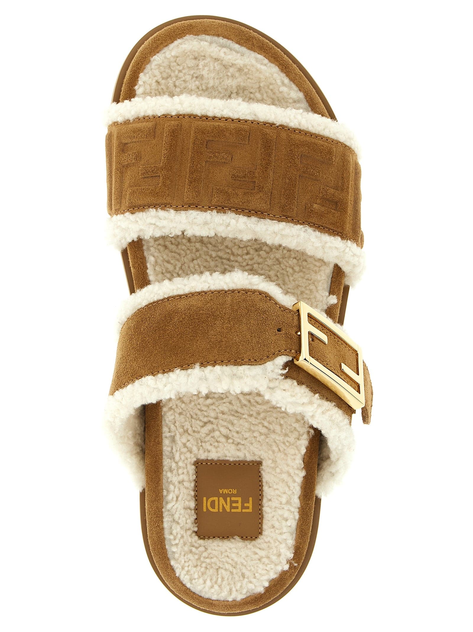 Fendi Beige Calfskin Slides - 4