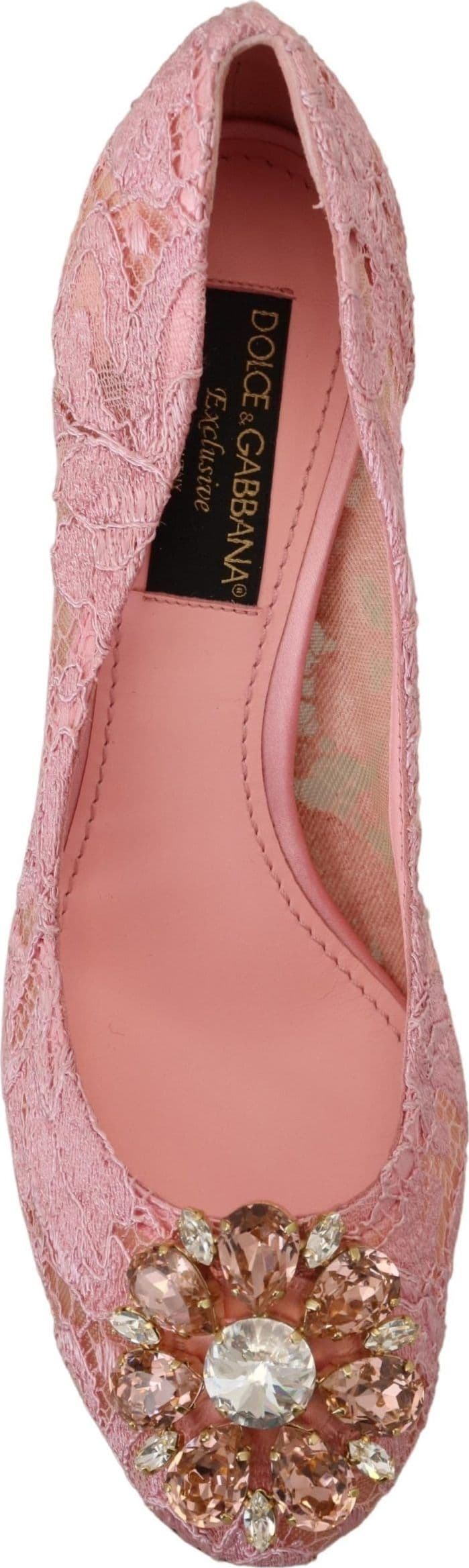 Dolce & Gabbana Pink Taormina Lace Crystal Pumps Pastel Shoes - 6