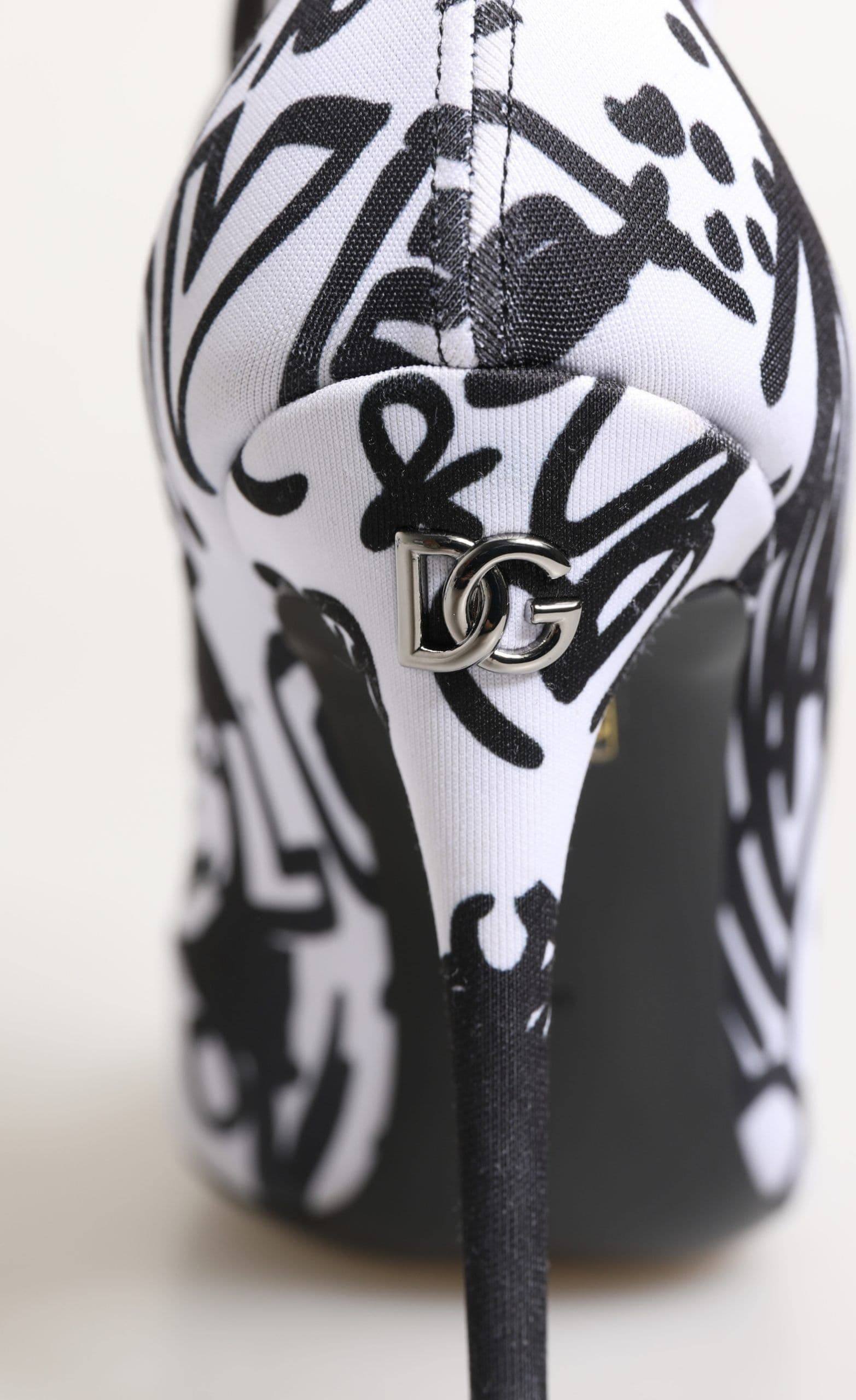Dolce & Gabbana White Graffiti Stretch Ankle Boots Shoes - 8