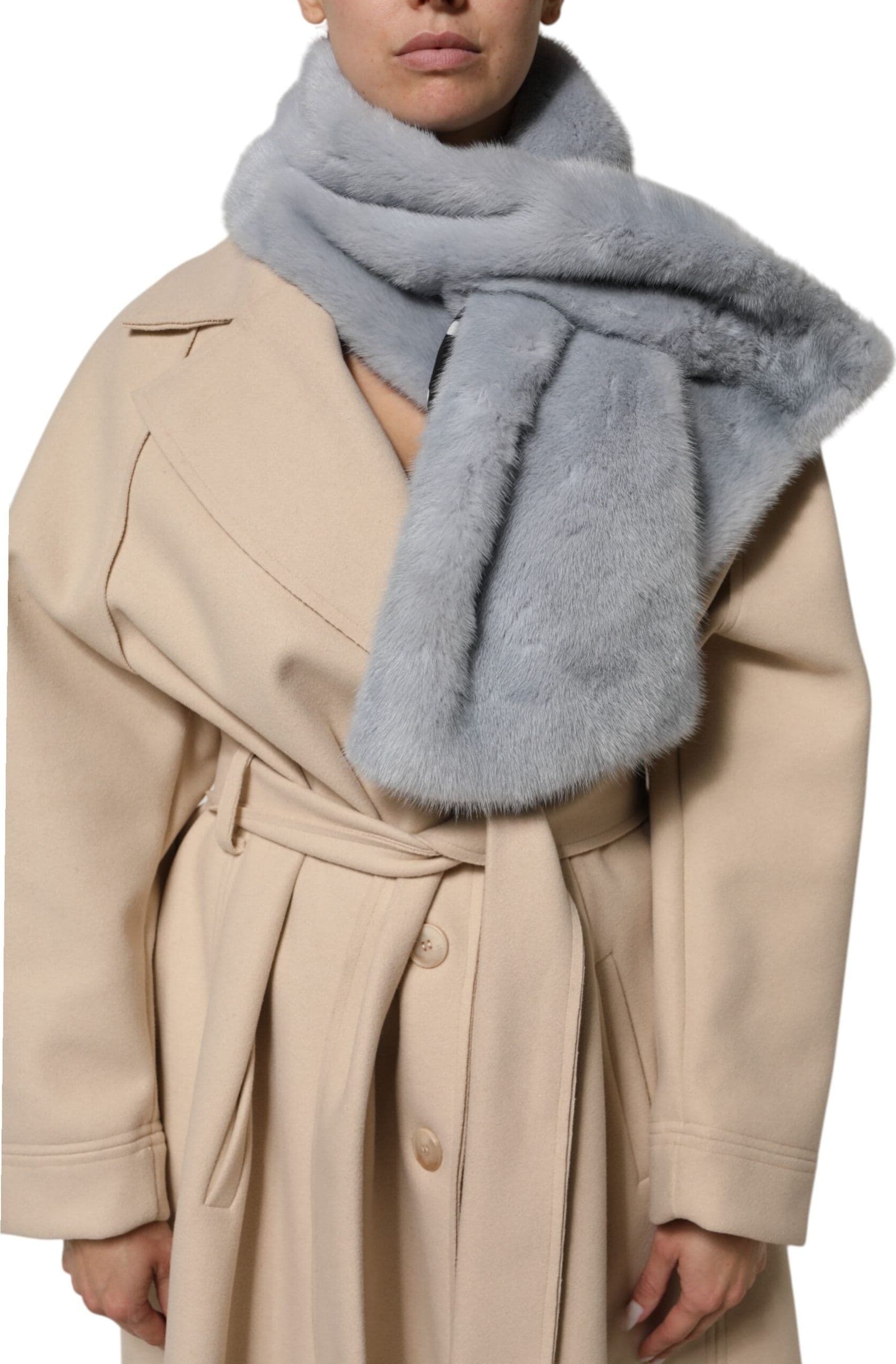 Dolce & Gabbana Powder Blue Mink Fur Neck Warmer Scarf - 2
