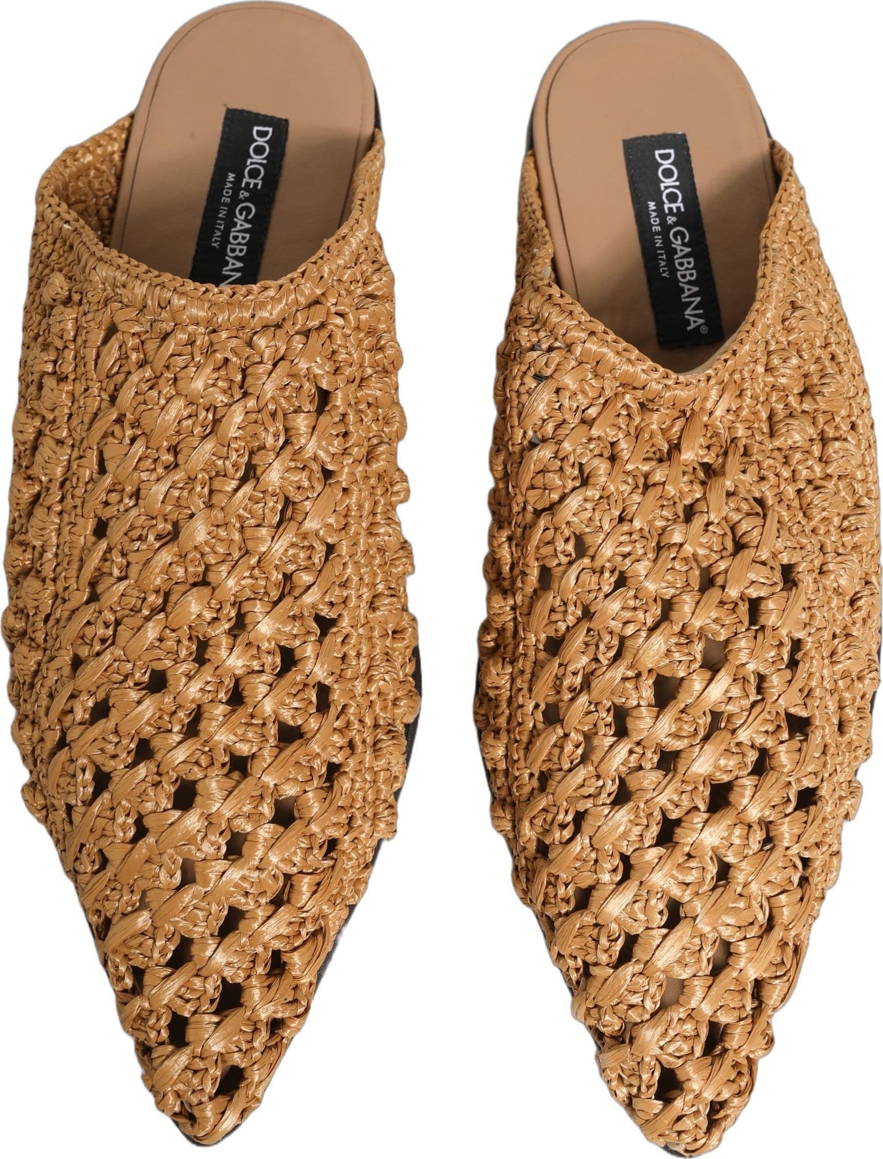 Dolce & Gabbana Beige Woven Straw Slides Sandals Flats Shoes - 3