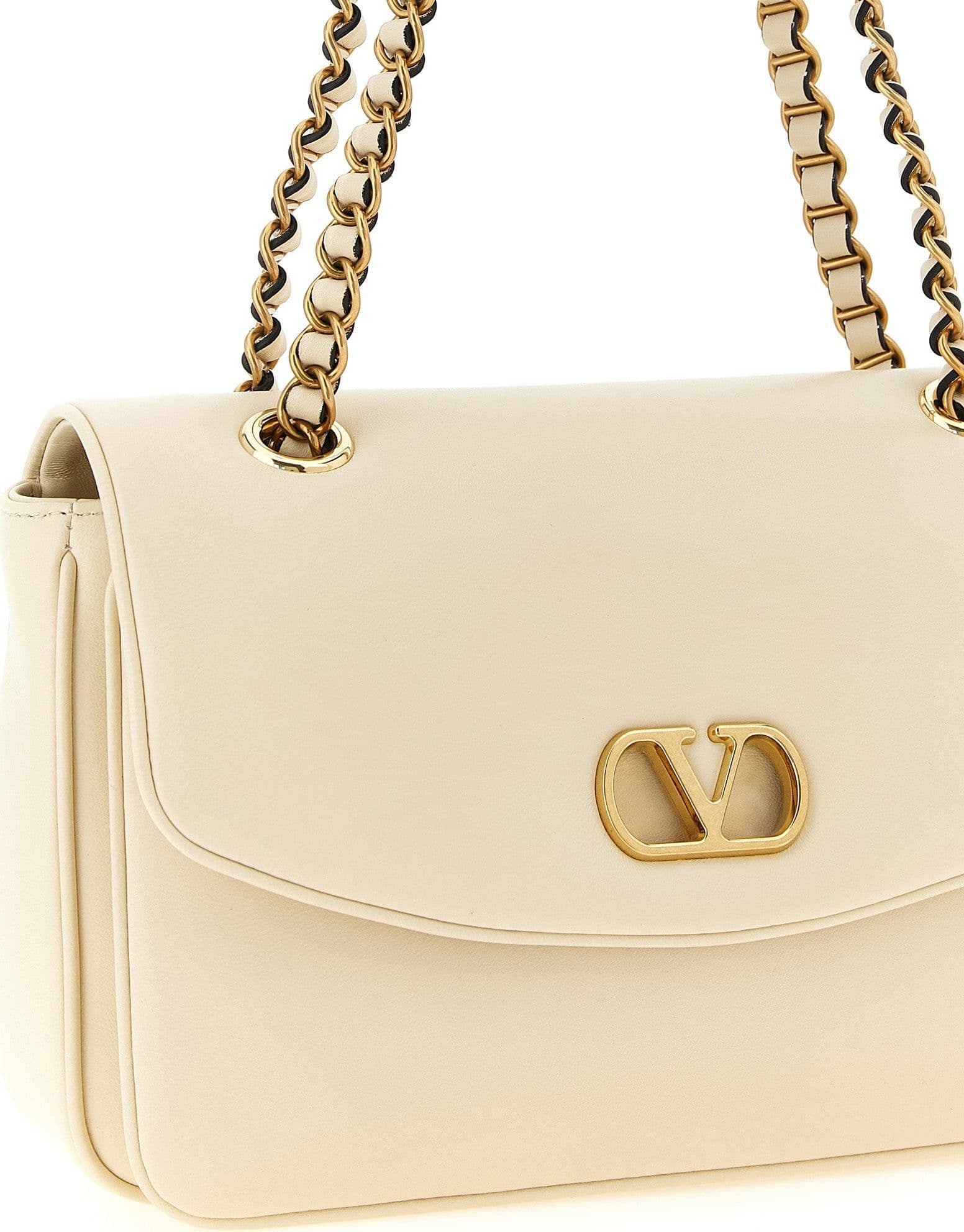 Valentino Garavani White Lamb Leather Shoulder Bag - 3