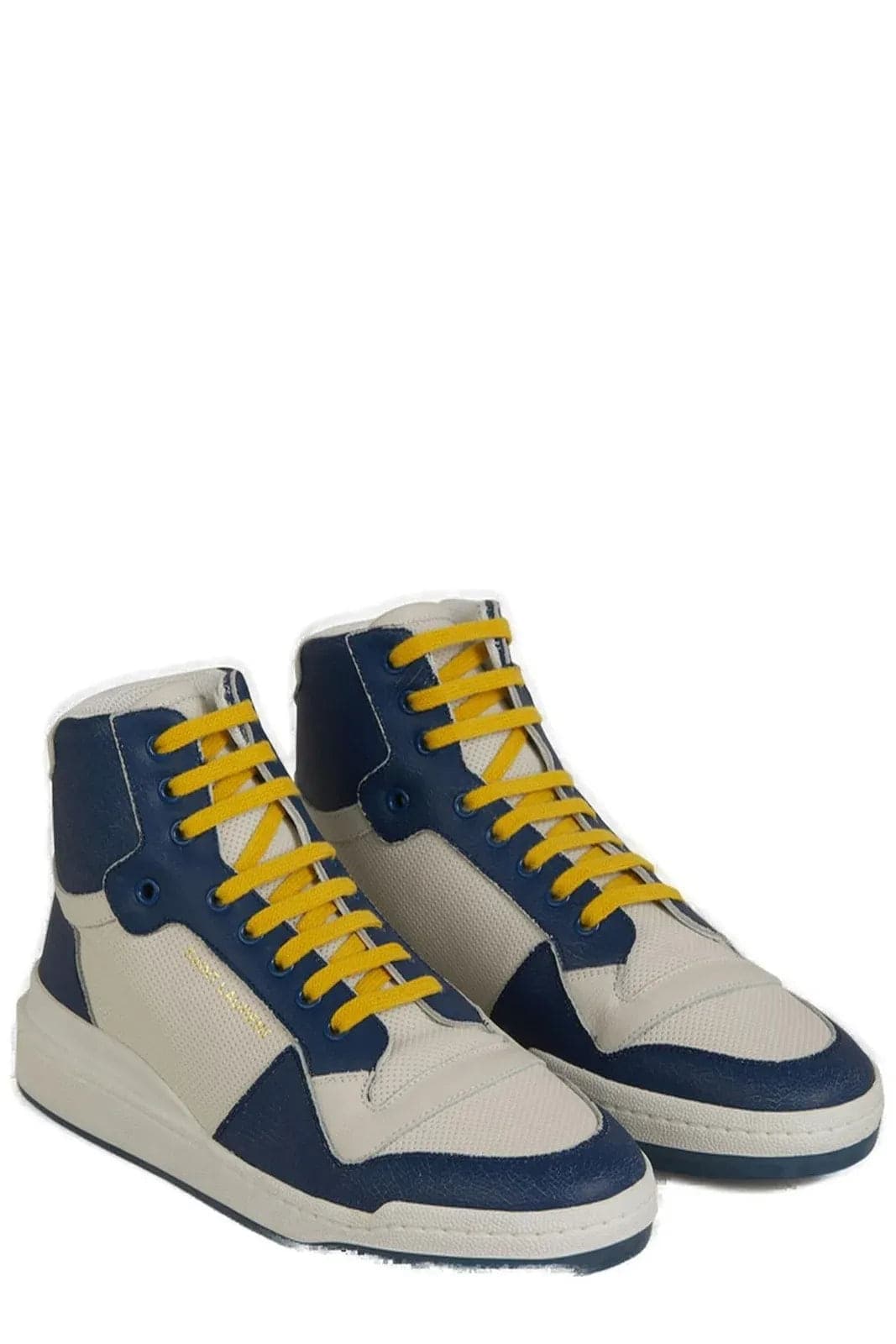 Saint Laurent Blue Calf Leather Mid Top Sneakers - 2