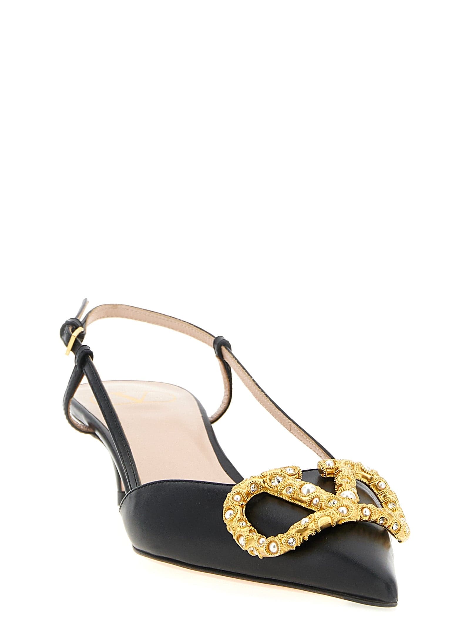 Valentino Garavani Black Calfskin Mid Heel Pumps - 2