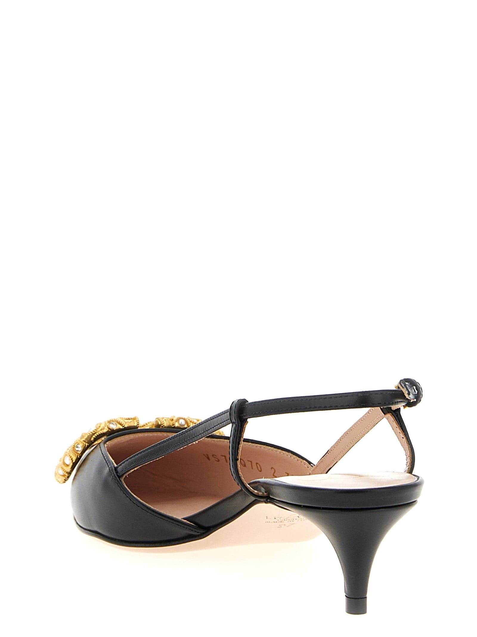 Valentino Garavani Black Calfskin Mid Heel Pumps - 3