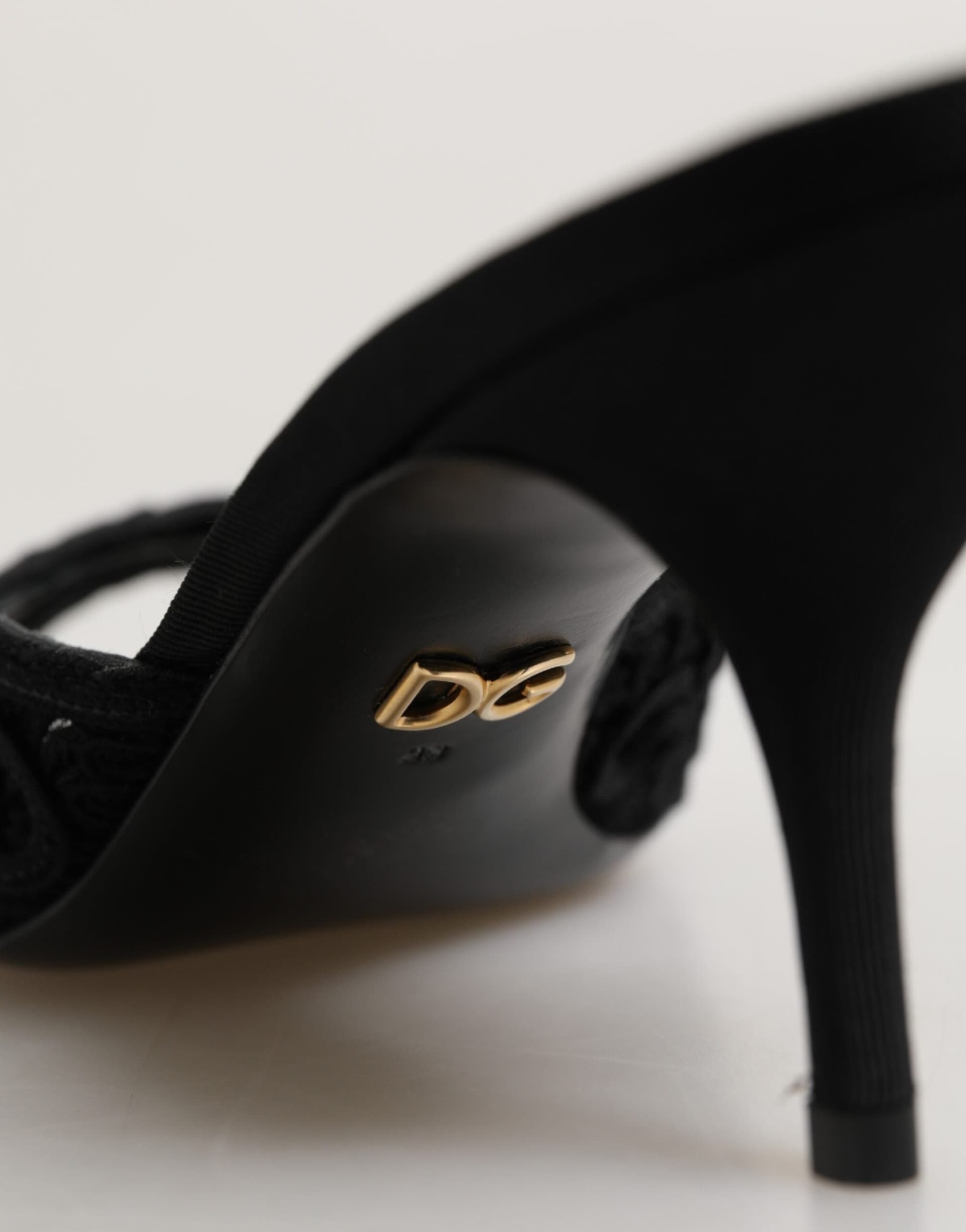 Dolce & Gabbana Black Embroidered Slip On Heels Slides Shoes - 8