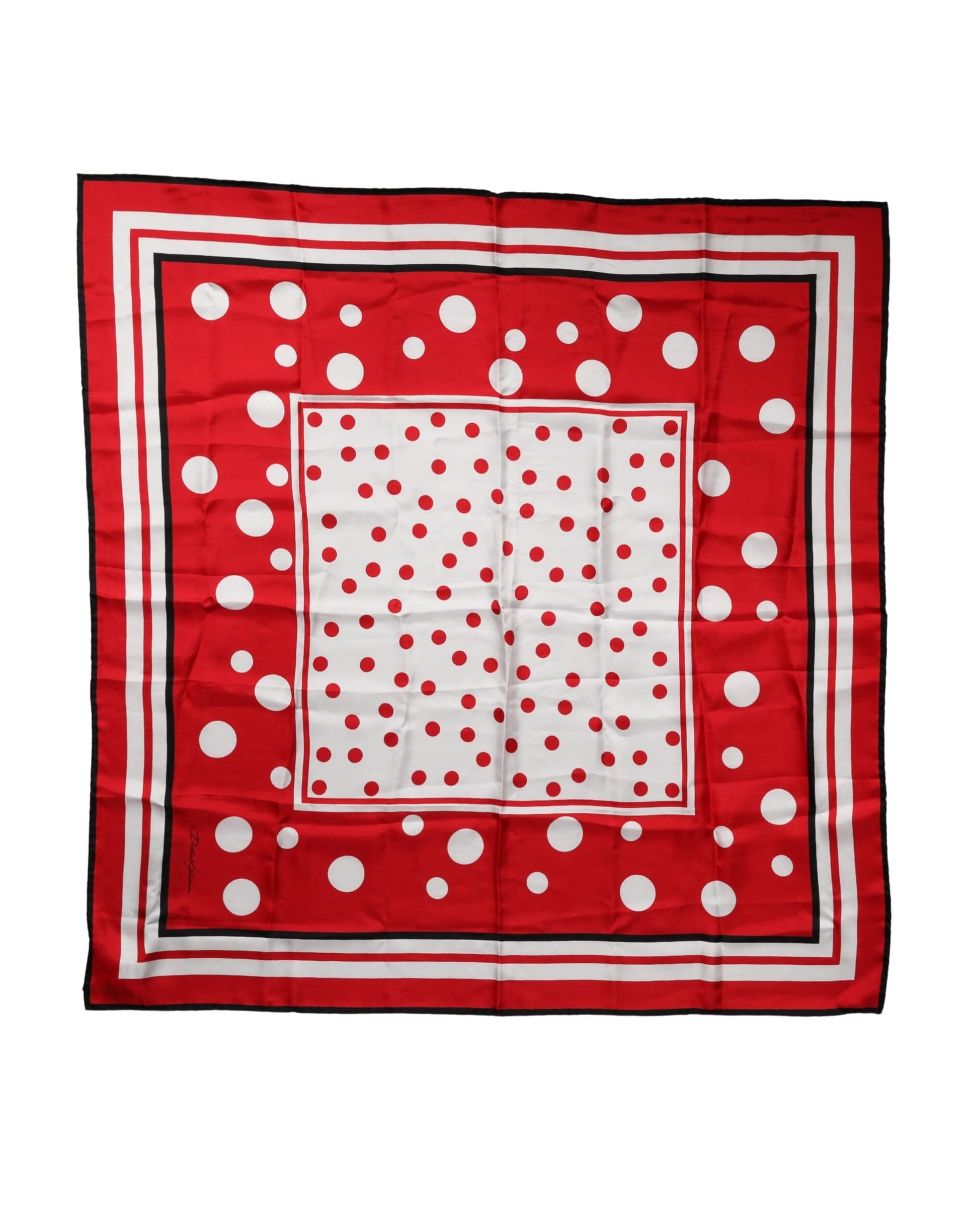 Dolce & Gabbana Red White Polka Dot Square Foulard 90cm x 88cm Scarf - 2