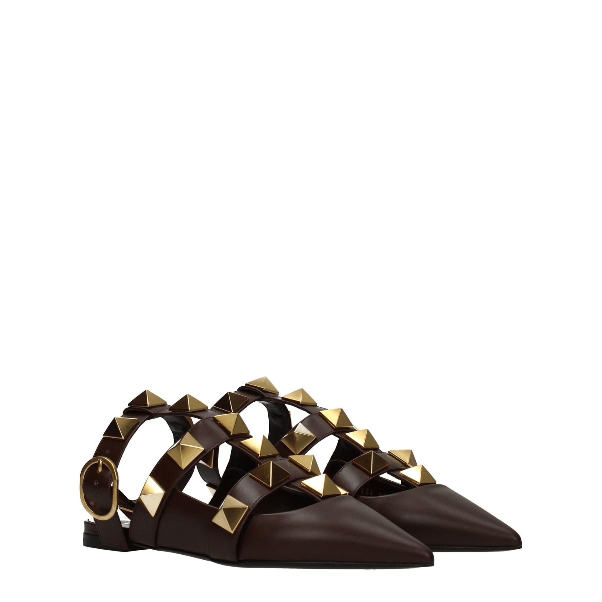 Valentino Garavani Brown Leather Flat Sandals - 2