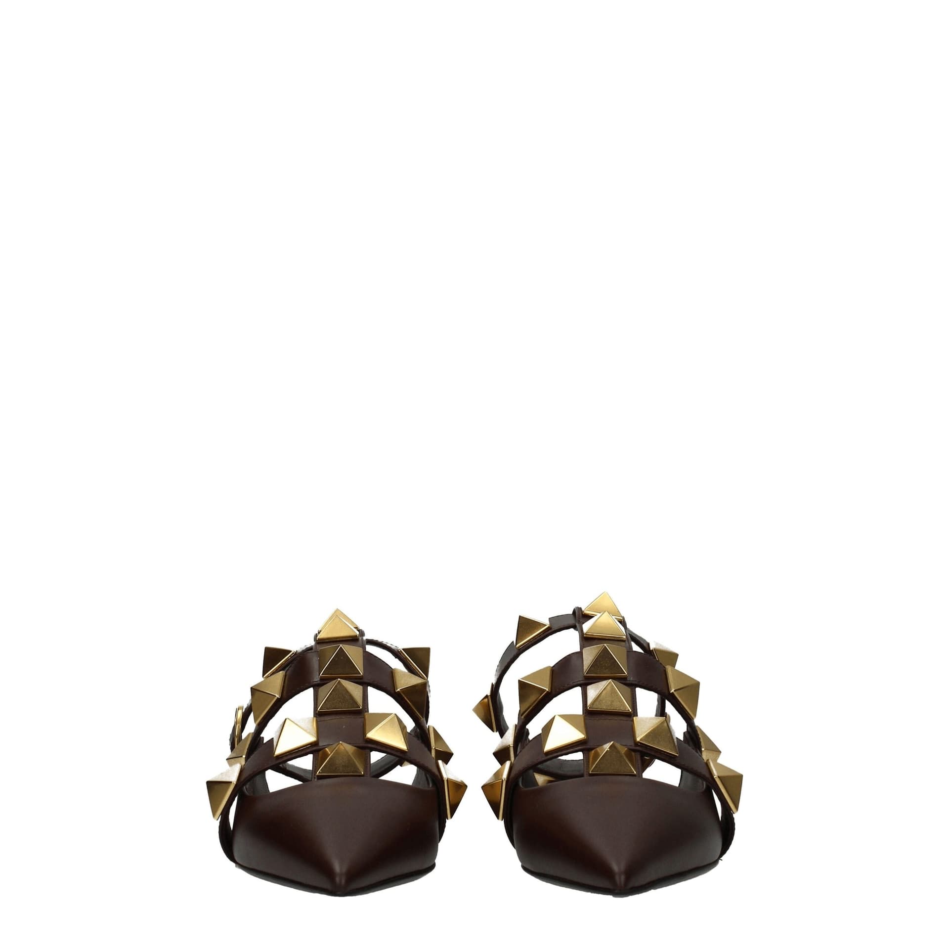 Valentino Garavani Brown Leather Flat Sandals - 3