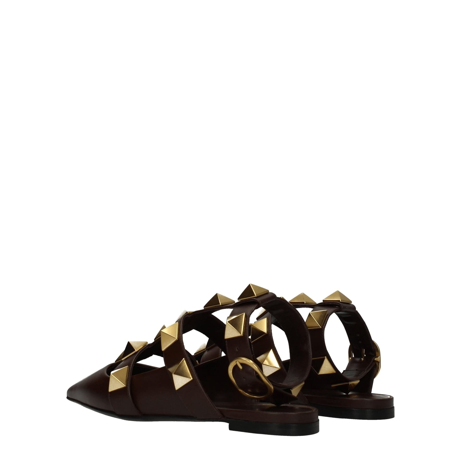 Valentino Garavani Brown Leather Flat Sandals - 4