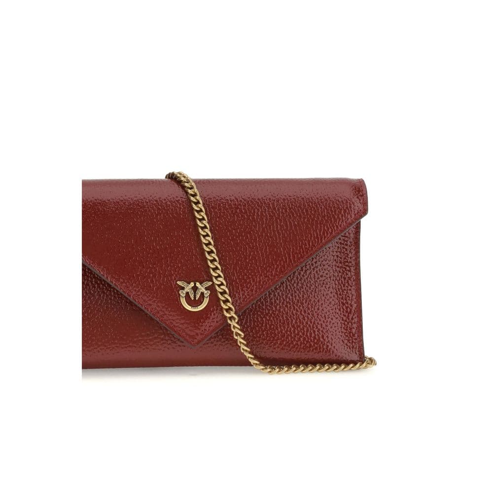 PINKO Bordeaux Calf Leather Bos Taurus Clutch Bag - 4