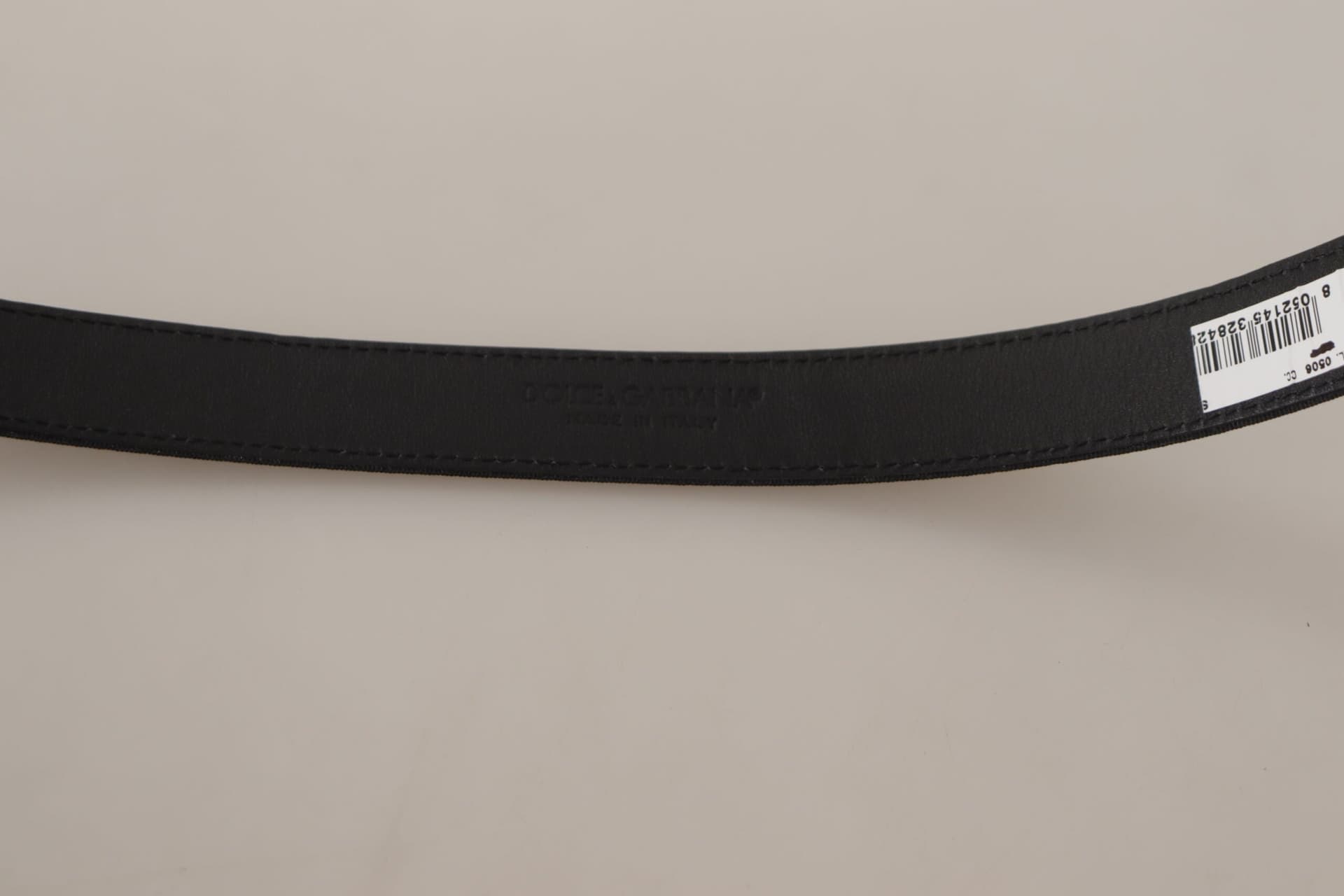 Dolce & Gabbana Black Calf Canvas Silver Tone Logo Metal Belt - 4