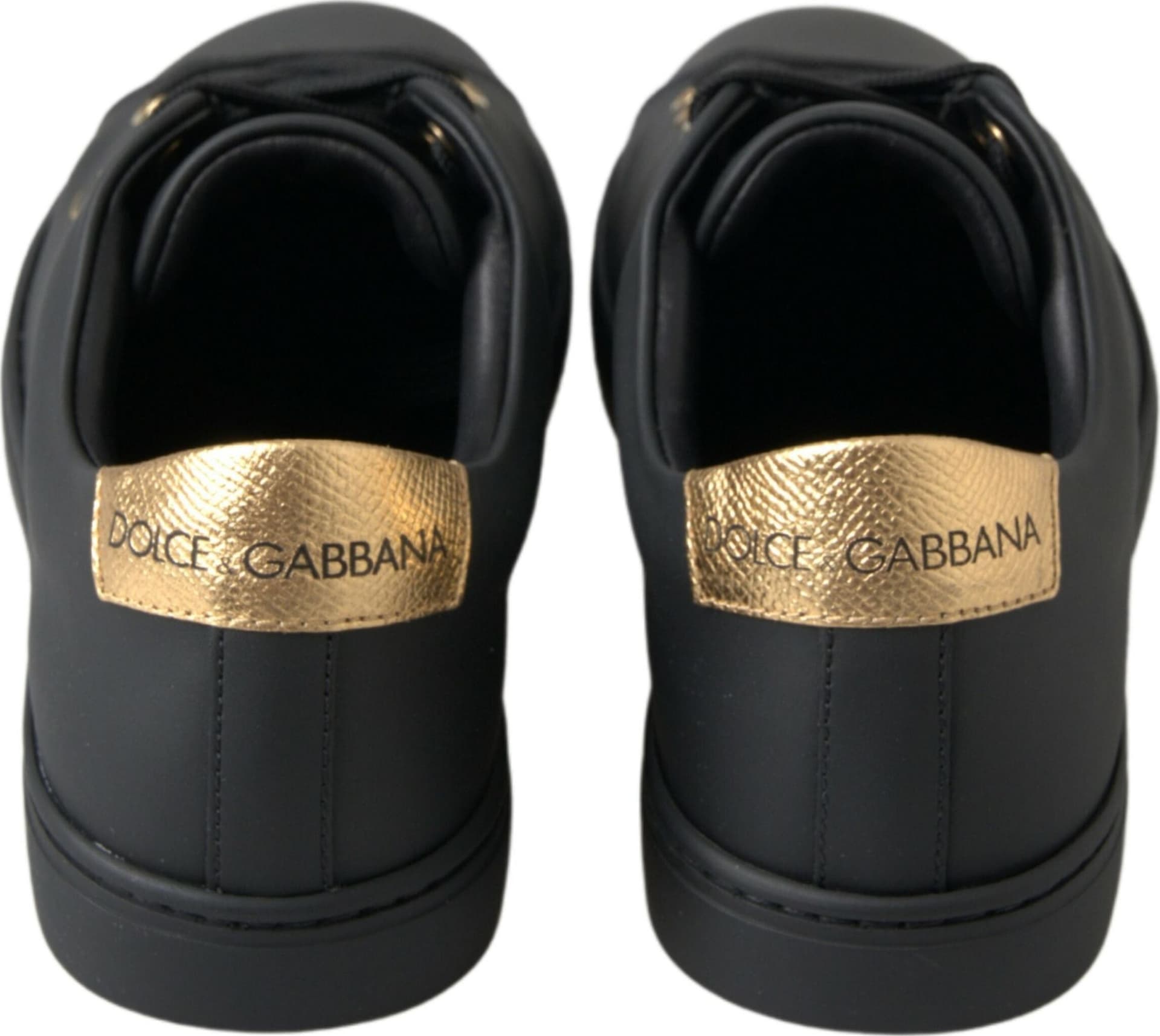 Dolce & Gabbana Black Gold Leather Classic Sneakers Shoes - 5