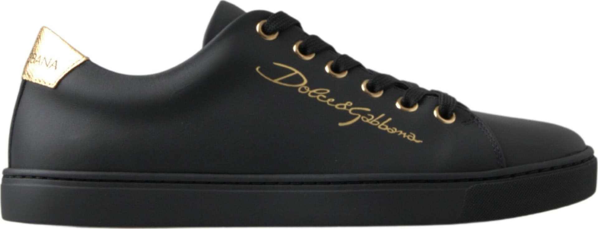 Dolce & Gabbana Black Gold Leather Classic Sneakers Shoes - 6