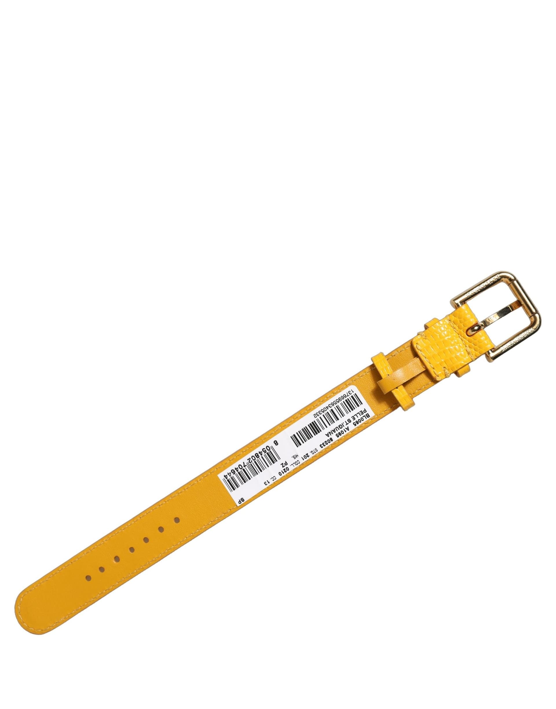 Dolce & Gabbana Yellow Textured Leather Gold Buckle Belt Strap Bracelet - 4